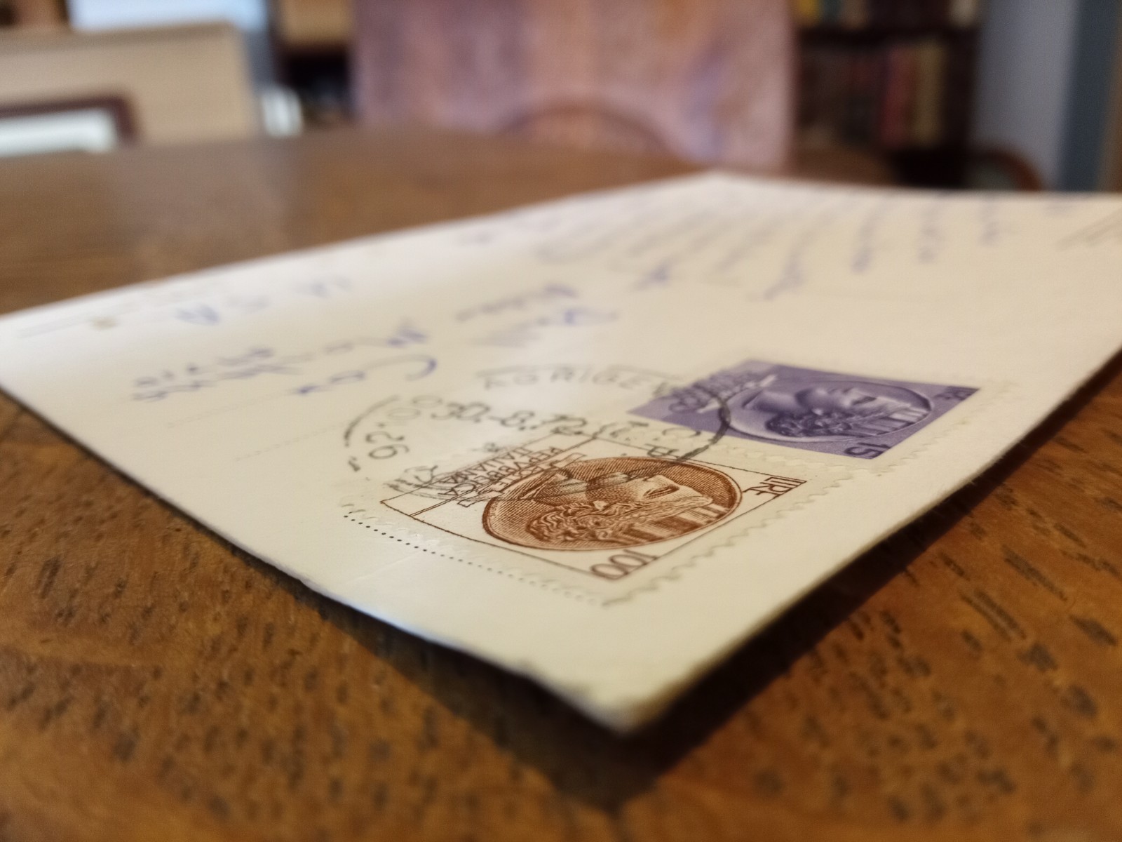Italian Stamps Lire 100 and 15 on Post Card Watermarks