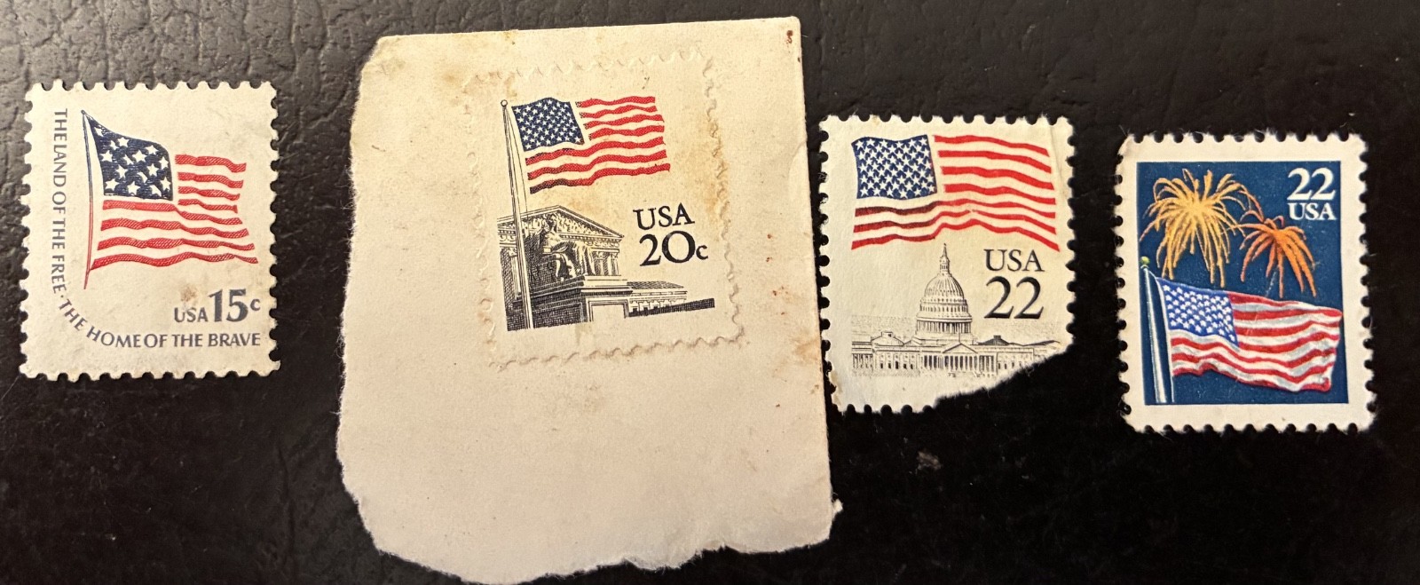 (4) Flag stamps 15c, 20c, 22c