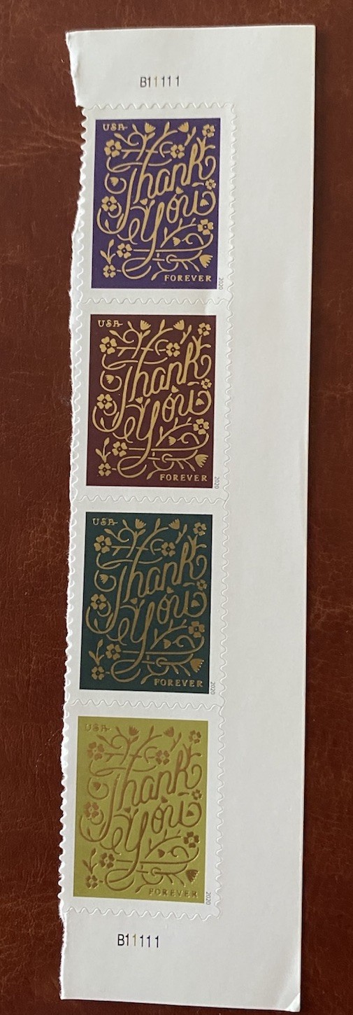 US stamps sc #5519-22 THANK YOU forever b4 or strip of 4 you pick