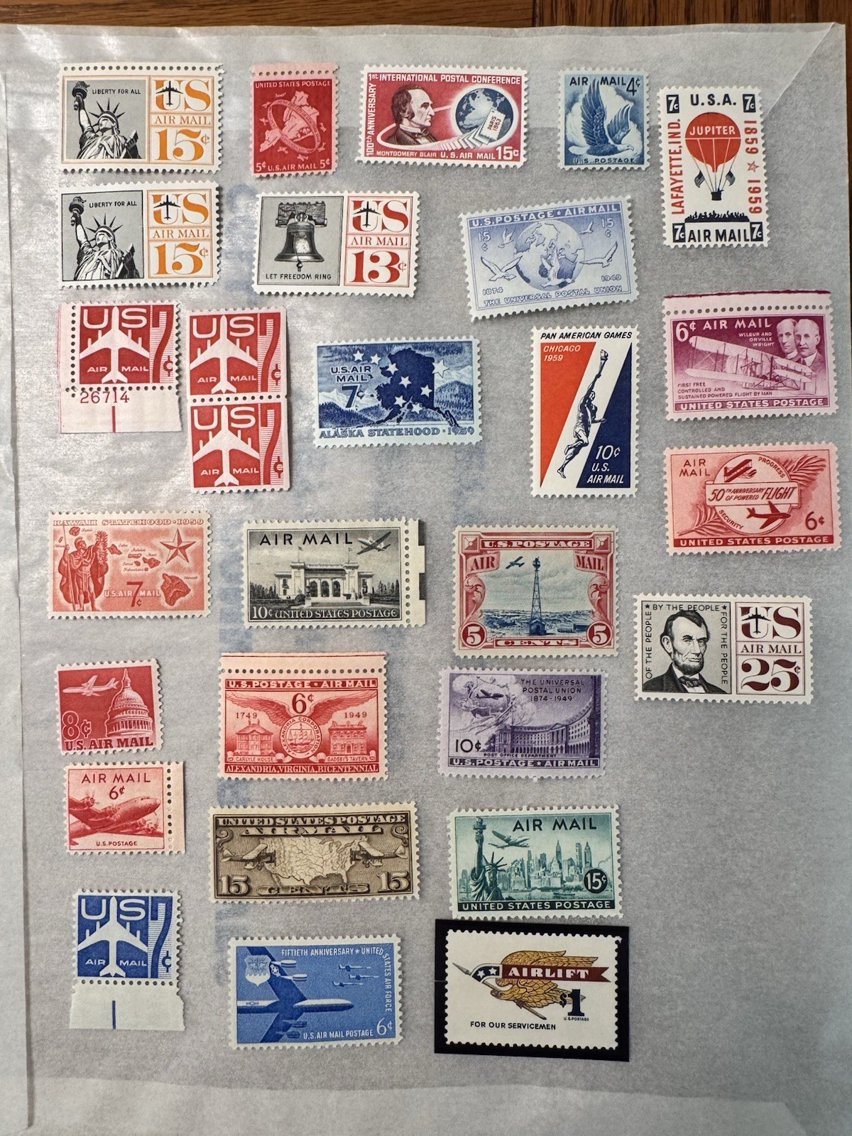 Lot of MNH Multi Value Stamps, U.S. Postage Stamps, Air Mail, Block, FDOI