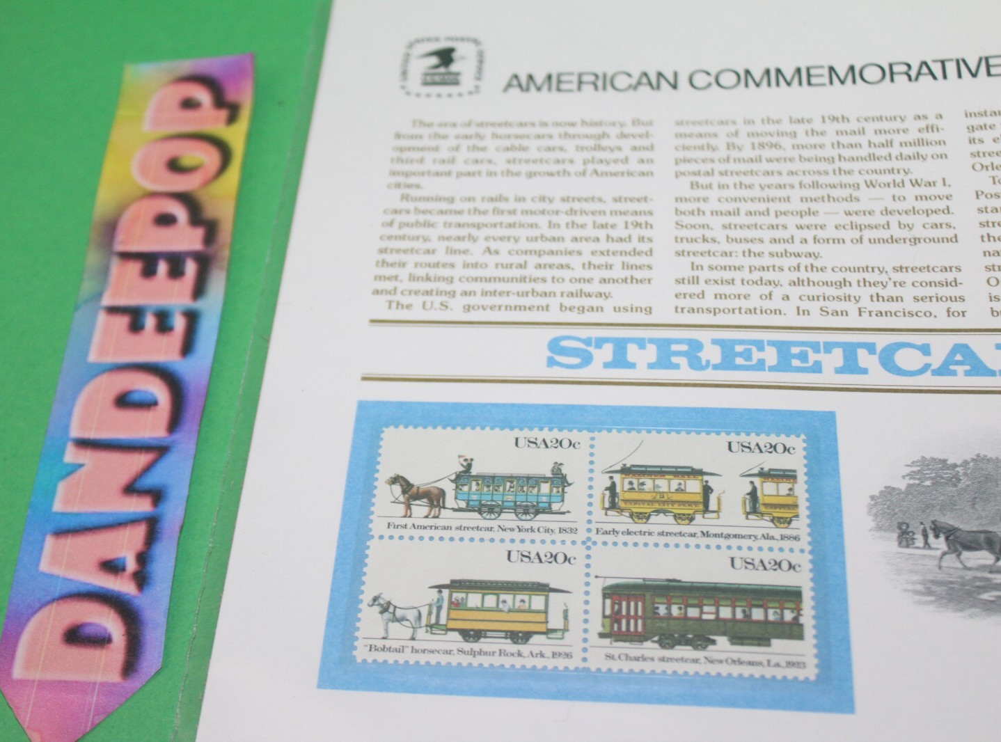 American Commemoratives Streetcars USPS Stamps Panel 200 October 8, 1983