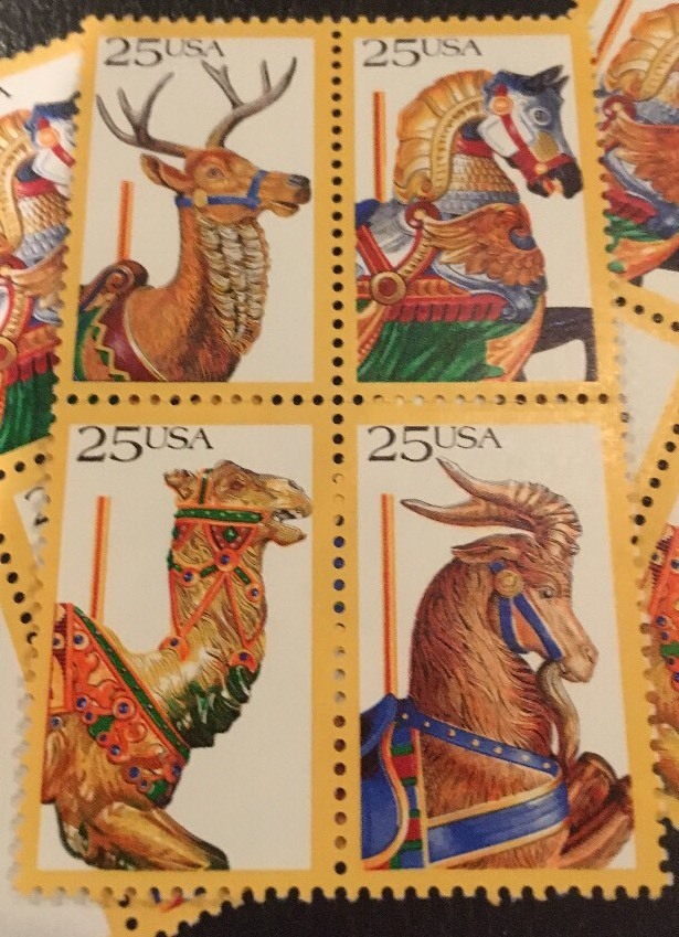 20 Carousel Stamps For Holiday, Wedding And Valentine Mail