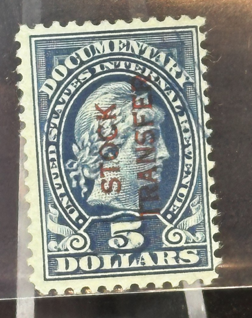 Scott R244 $5 Documentary Revenue Stamp – Stock Transfer Overprint – Mint OG