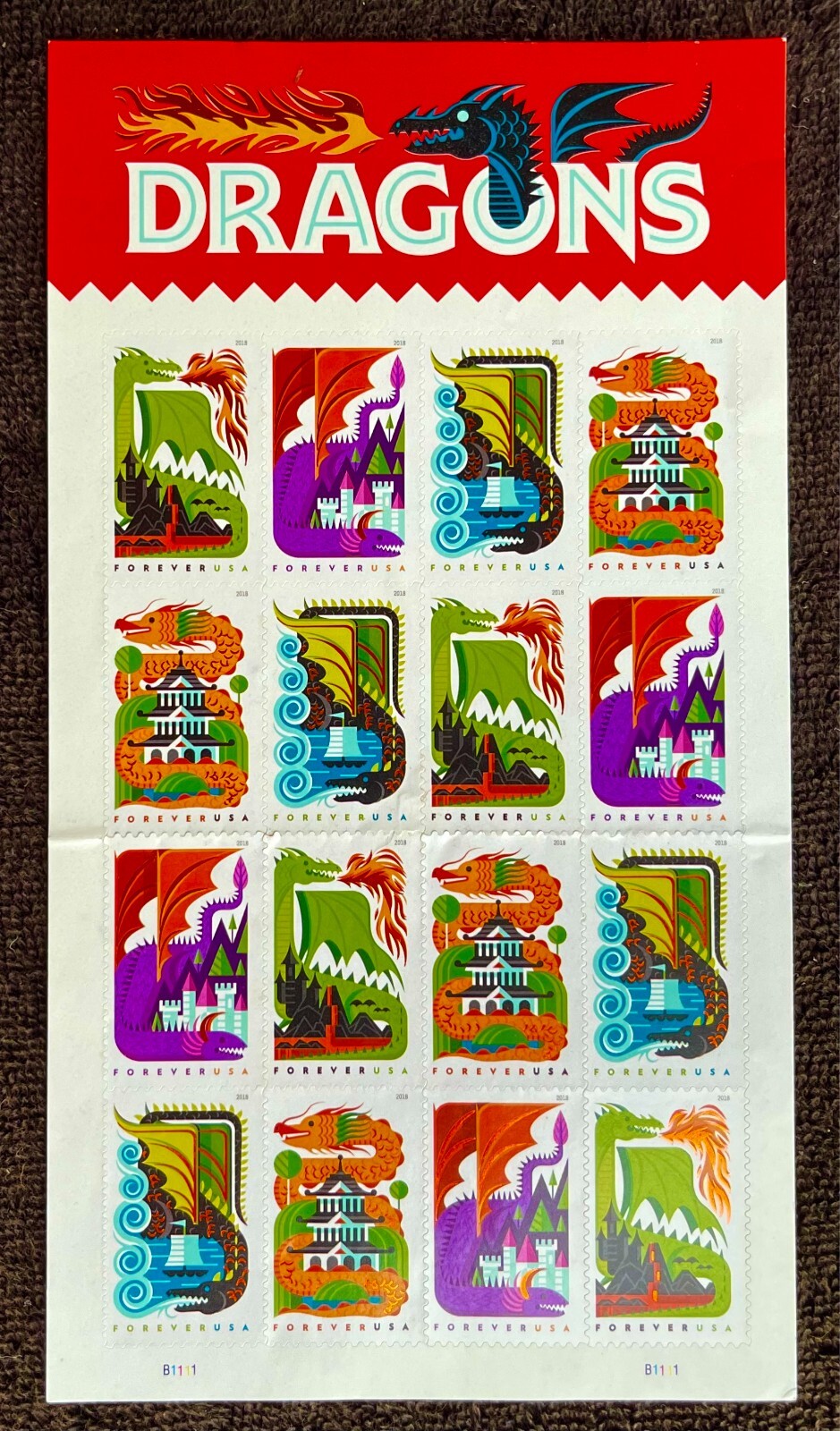 DRAGONS 2017 Vintage USPS STAMP PAGE United States Postal Service