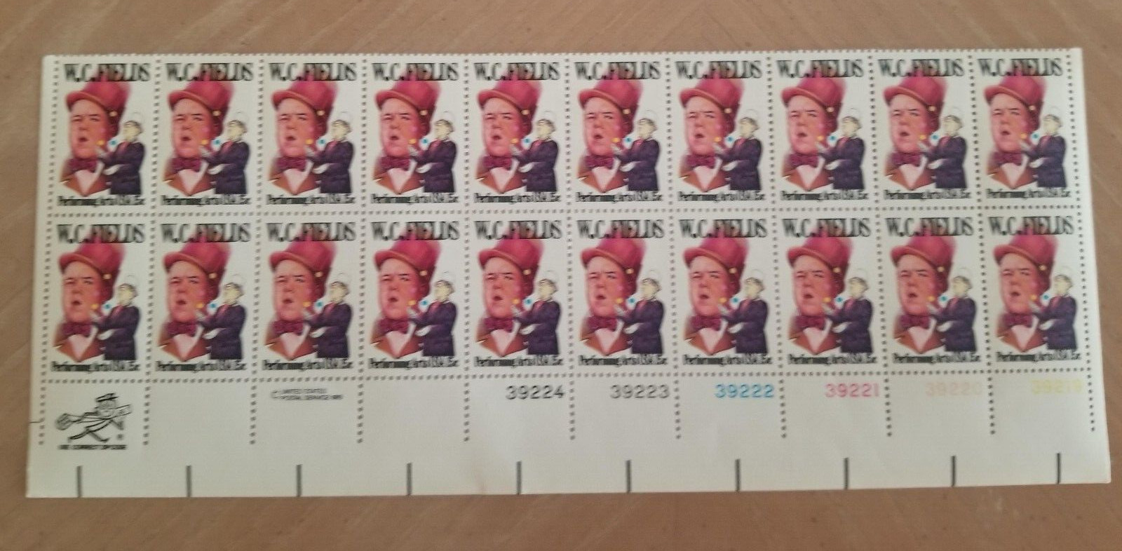Scott 1803, W. C. Fields, 15c, strip of 20 AND First Day Fleetwood Cover