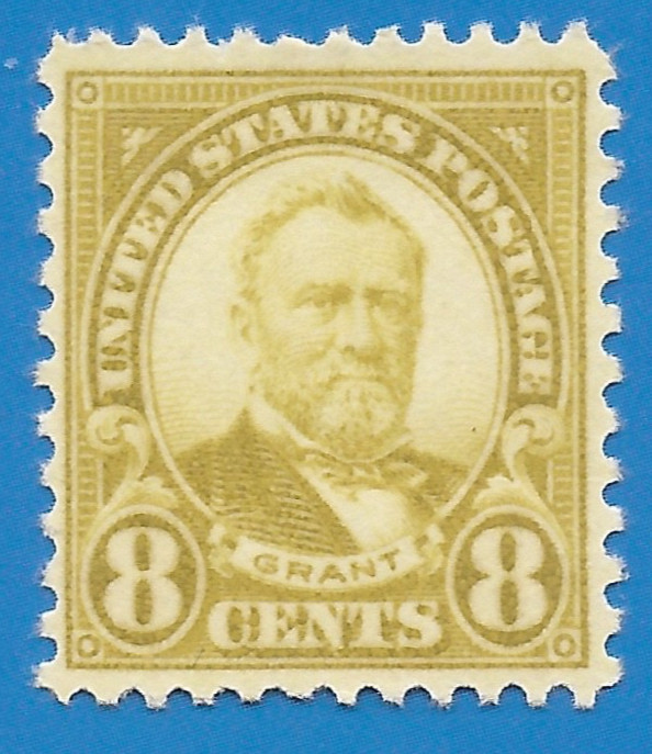 U.S. Scott# 560 Grant 8-cent, 1923 olive green, Mint Hinged (MH)