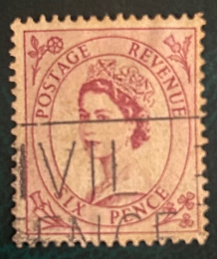 postage revenue uk queen elizabeth || six pence