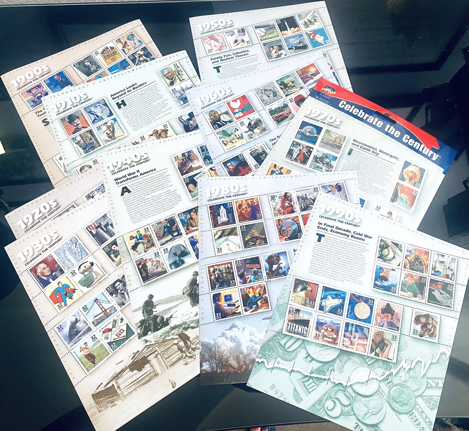 SoCo Stamps -US # 3182-3191 CELEBRATE THE CENTURY Complete 10 Sheet Set