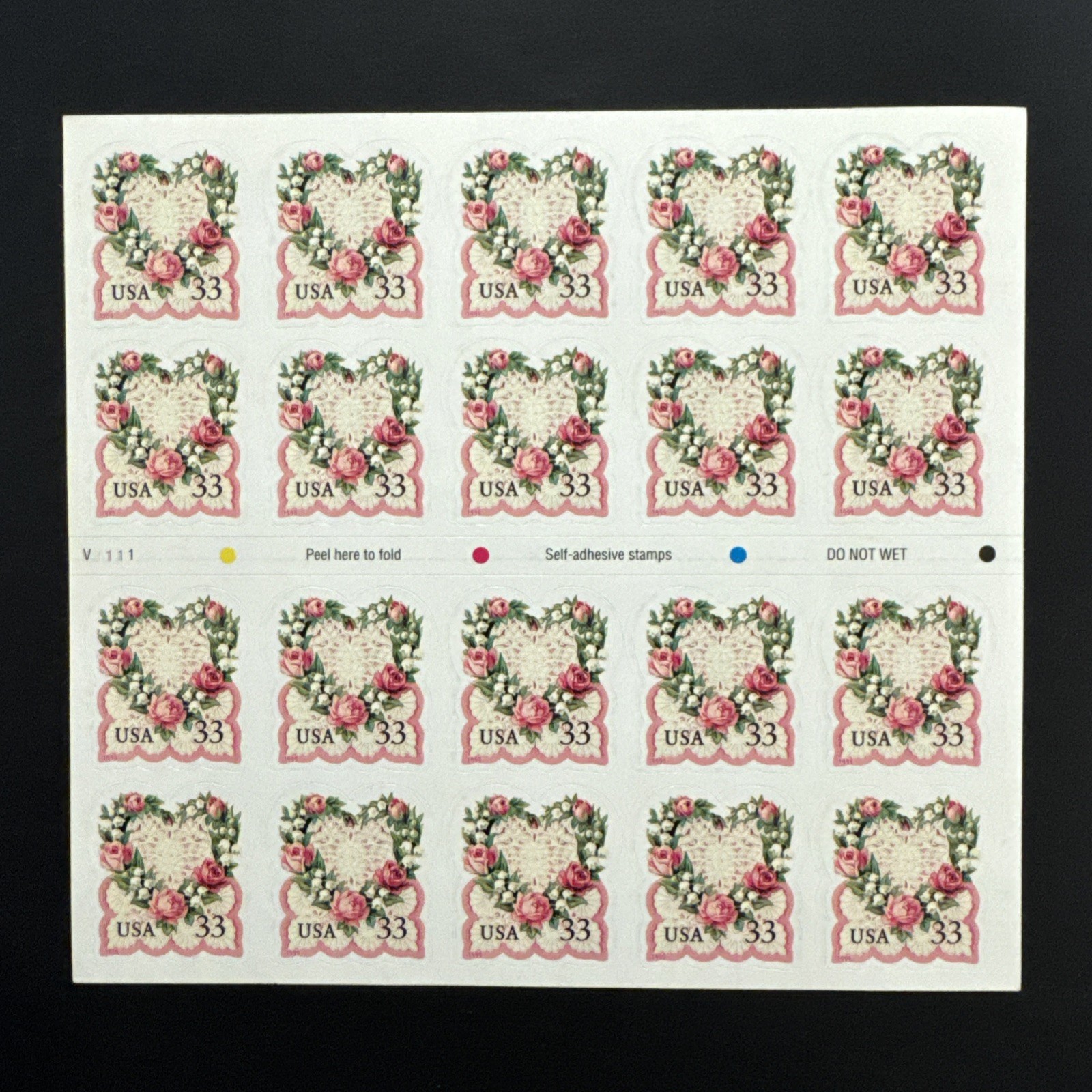 US Scott #3274a 33 Cent Victorian Love Heart Wreath Sheet of 20 MNH