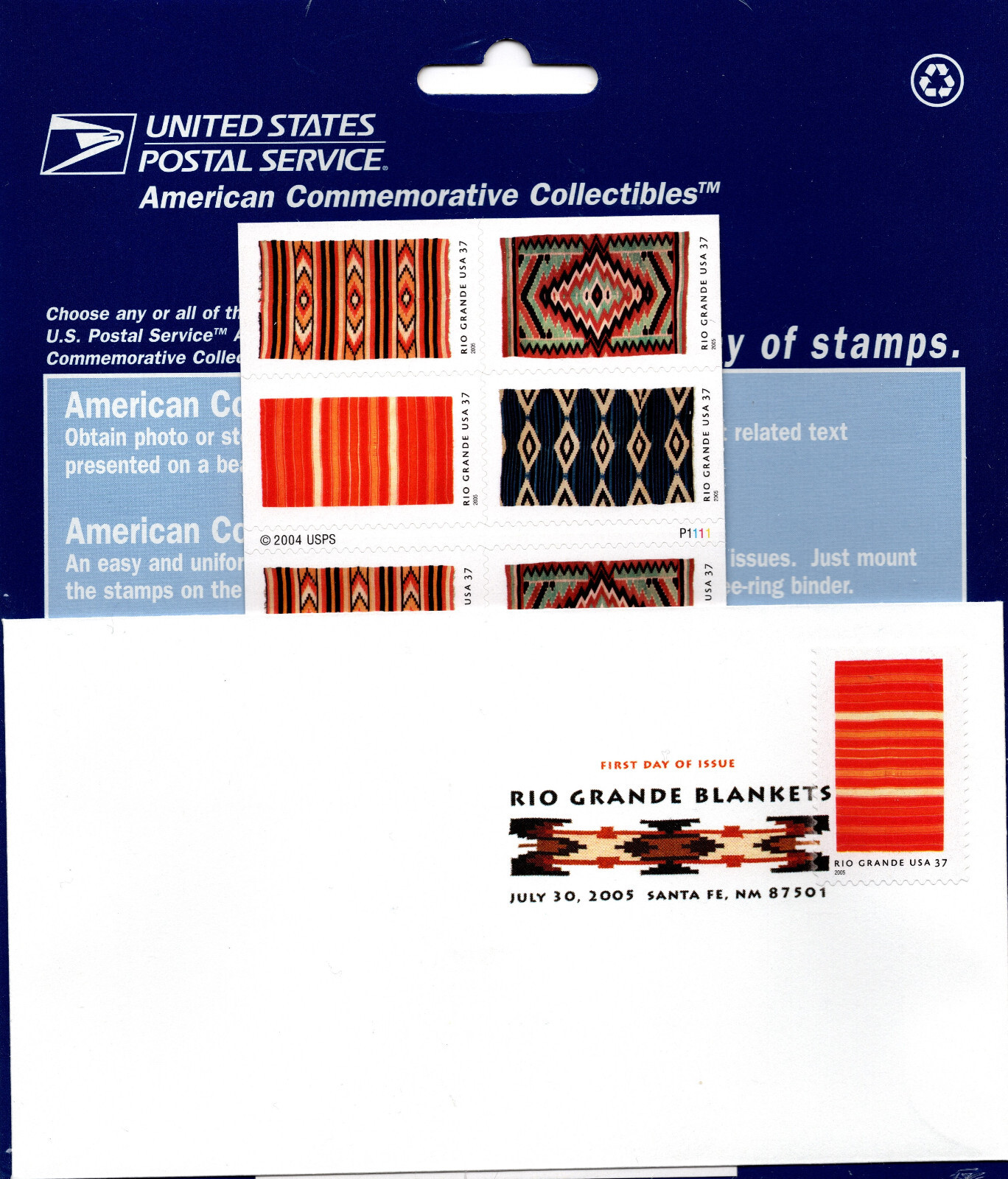 USA 2005 NEW MEXICO RIO GRANDE BLANKETS 20 STAMP BOOKLET & FDC SEALED USPS MNH