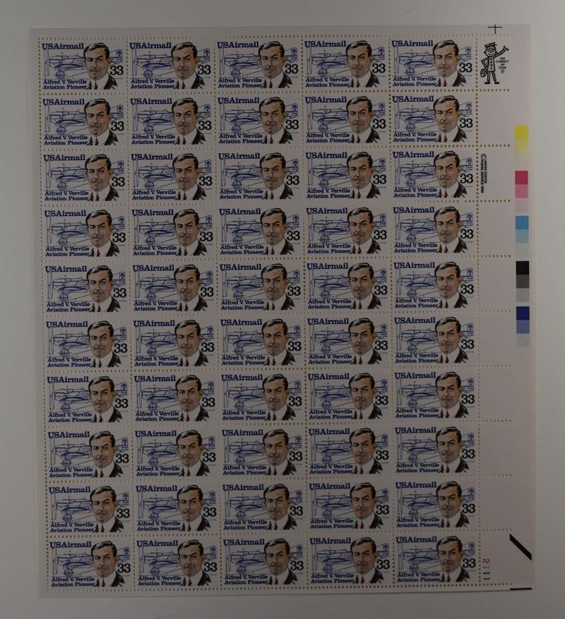 US SCOTT C113 PANE OF 50 ALFRED V VERVILLE AIRMAIL STAMPS 33 CENT FACE MNH