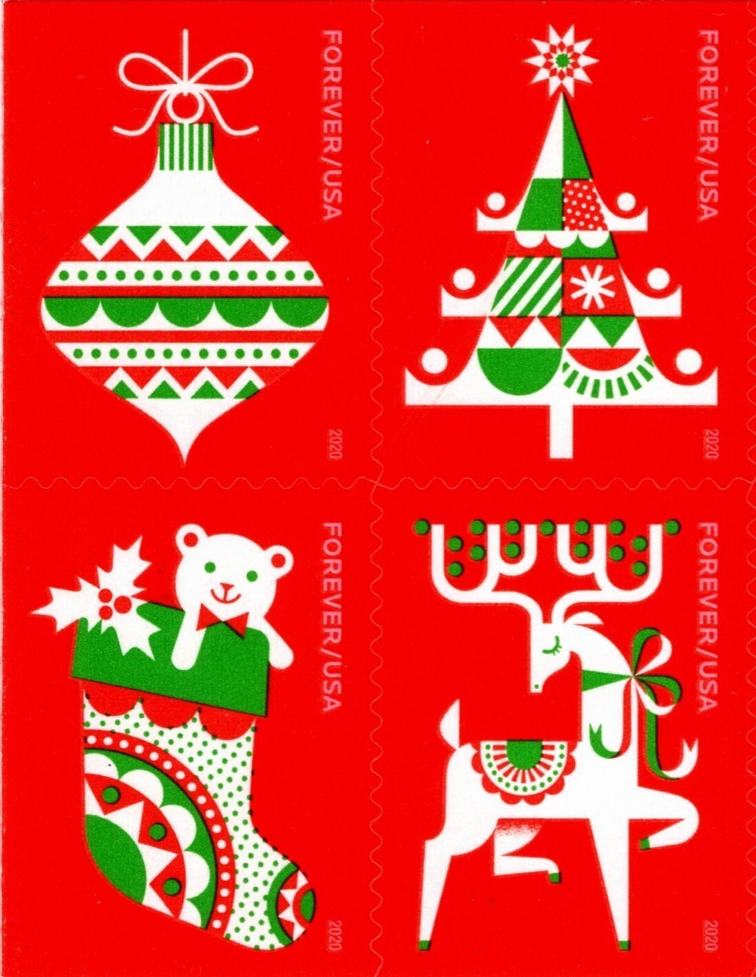 USA 2020 HOLIDAY DELIGHTS BEAUTIFUL 20 FOREVER STAMP BOOKLET SCOTT 5526-5529 MNH