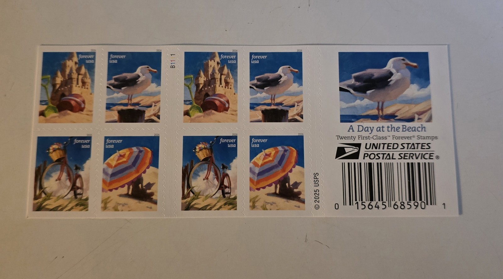 USPS A Day at the Beach Booklet of 20 Forever Stamps (6073a) MNH