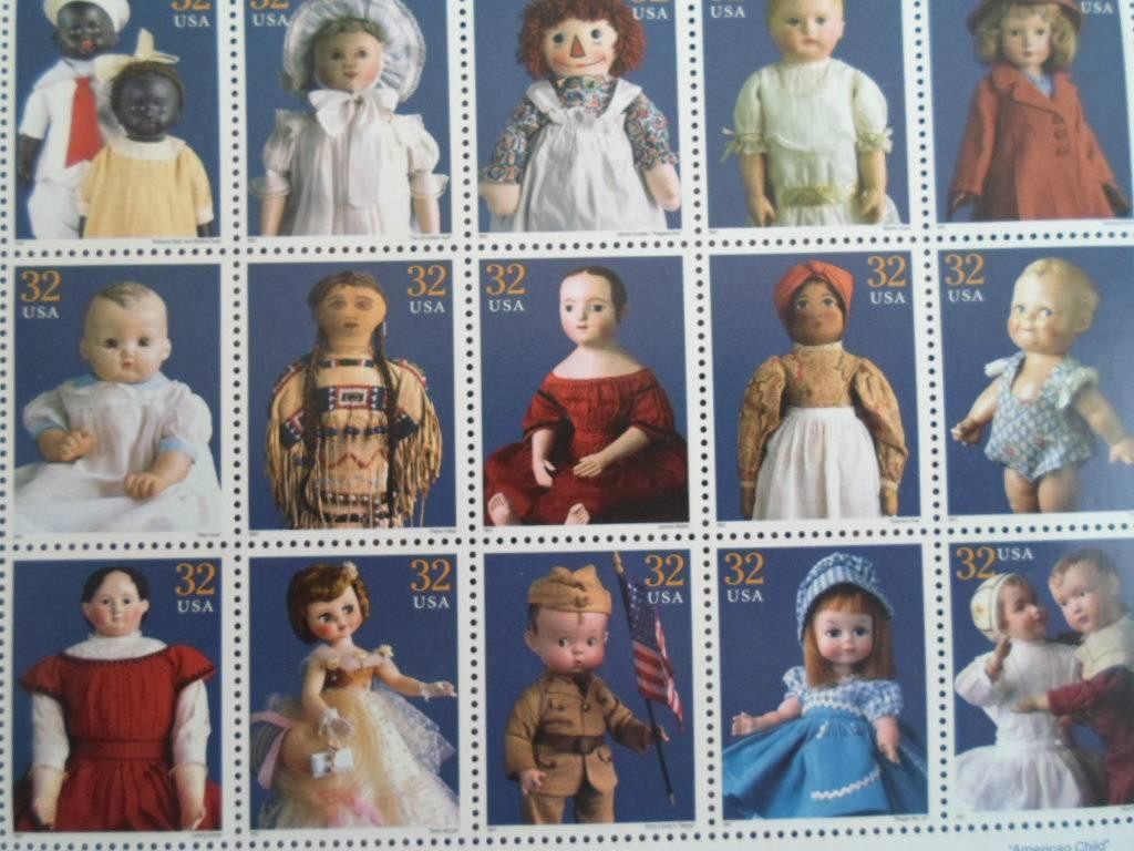 Classic American Dolls US 32 Cent Stamps – U.S.P.S. 2 Panes of 15 Mint 1996