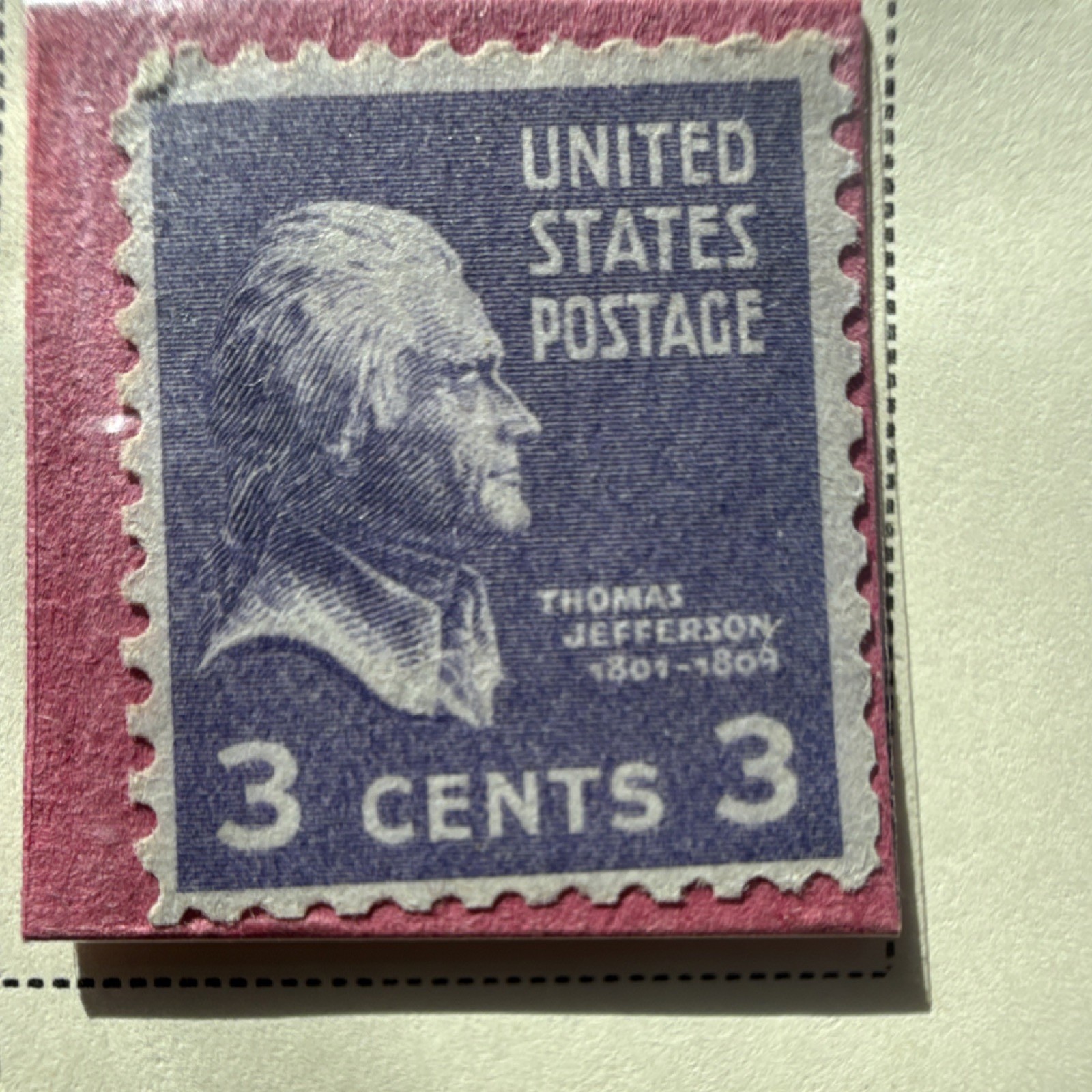 US Postage Stamp 3 Cent Thomas Jefferson Blue Single United States