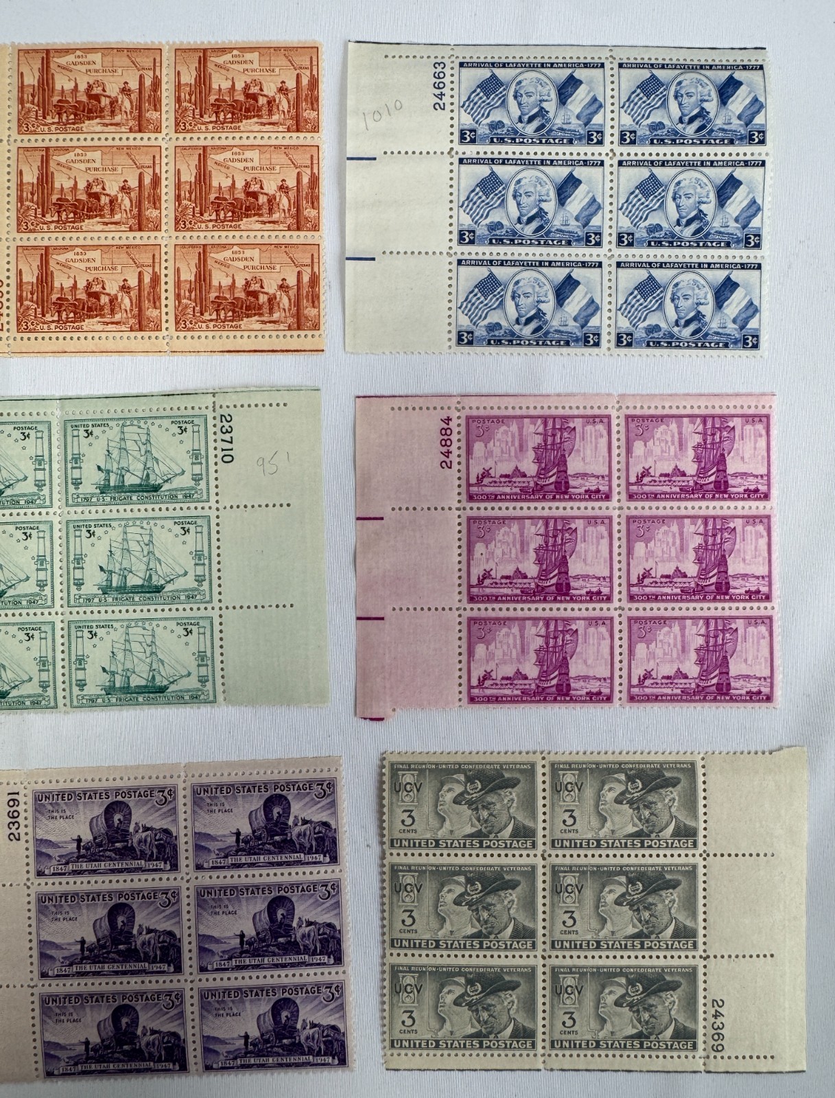 1954 US Commemorative Plate Block Collection MNH Americana History Scouts