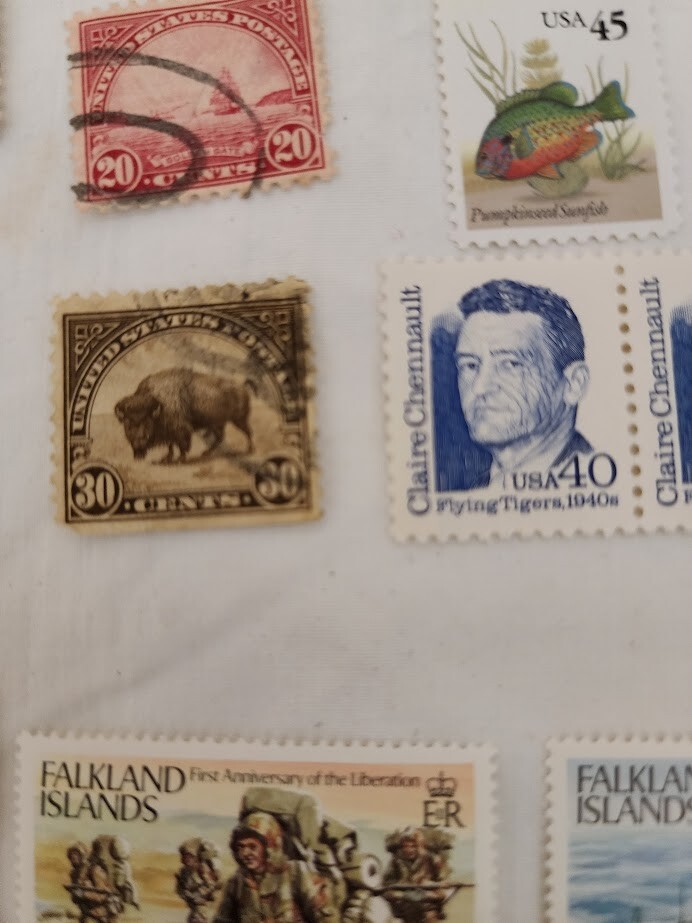 25 VINTAGE STAMP LOT Falkland Islands “Canal Zone” NRA James Weldon Chennault