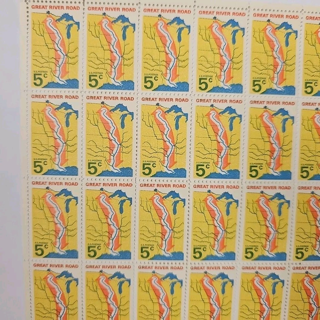 Stamp US Postage 5c 5 Cent Sheet OF 50 Stamps Great River Road 1966