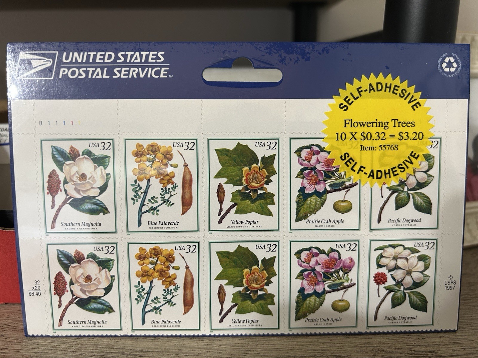 #3193 – 3197 HALF SHEET OF 10 FLOWERING TREES 32 CENTS In Postal Packaging !
