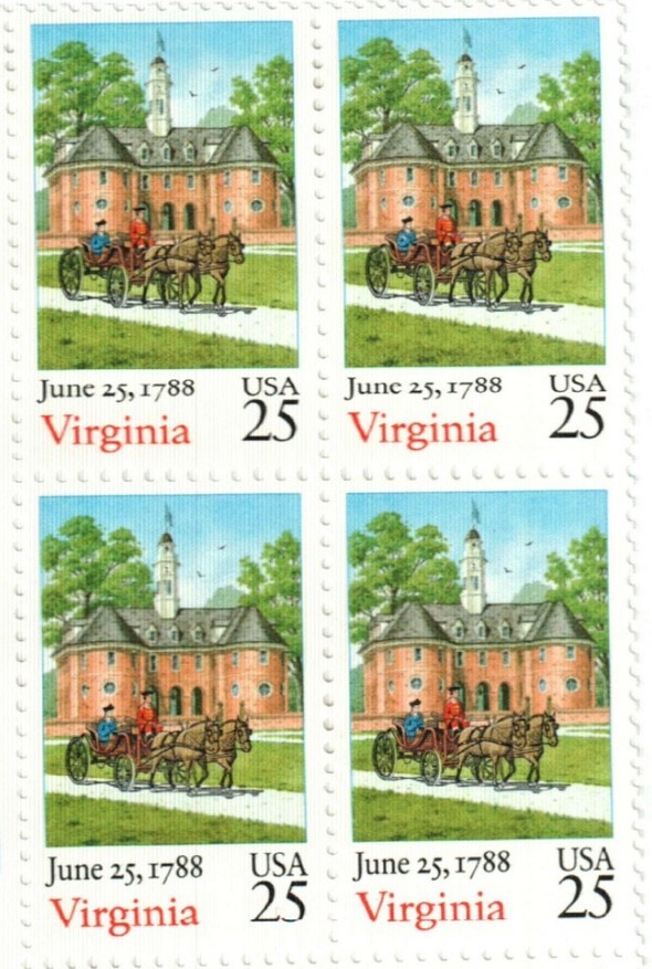 United States 25¢ Virginia Statehood Postage Stamp #2345 x 100 singles