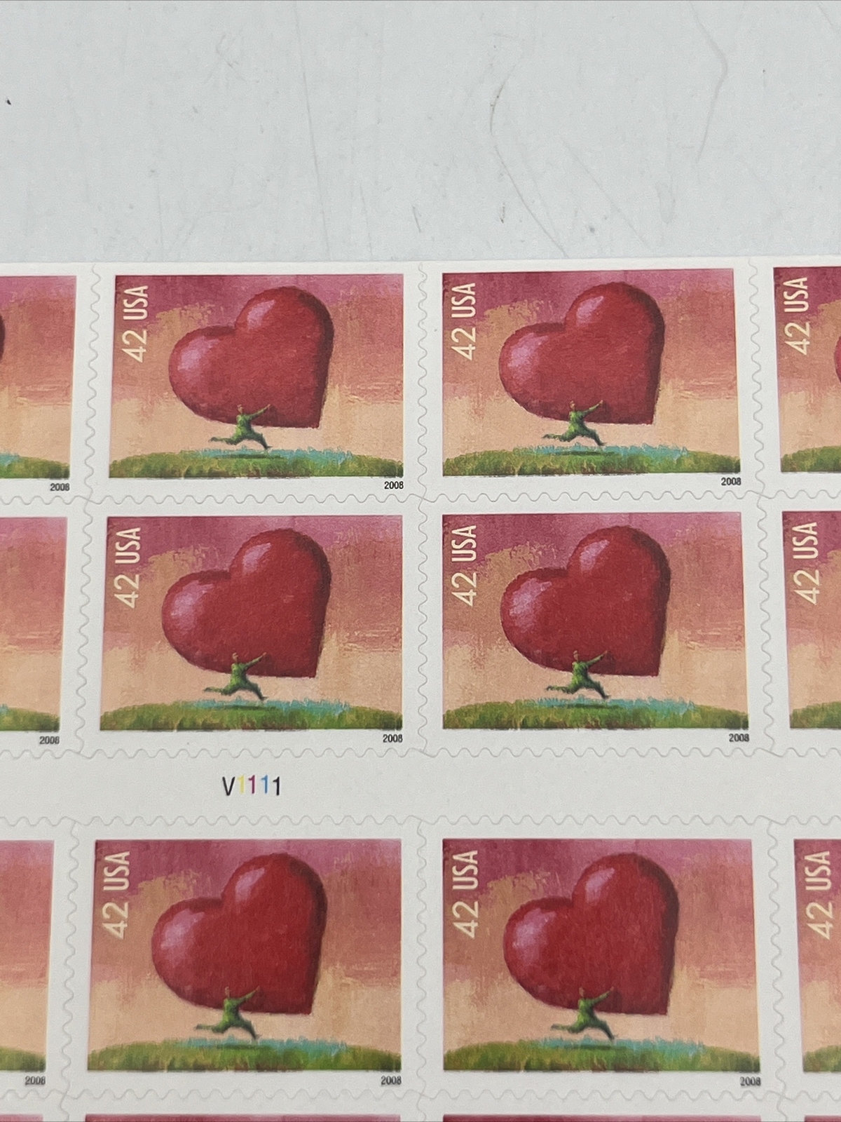 Love All Heart Full Pane of Twenty 42 Cent Stamps Scott 4270a