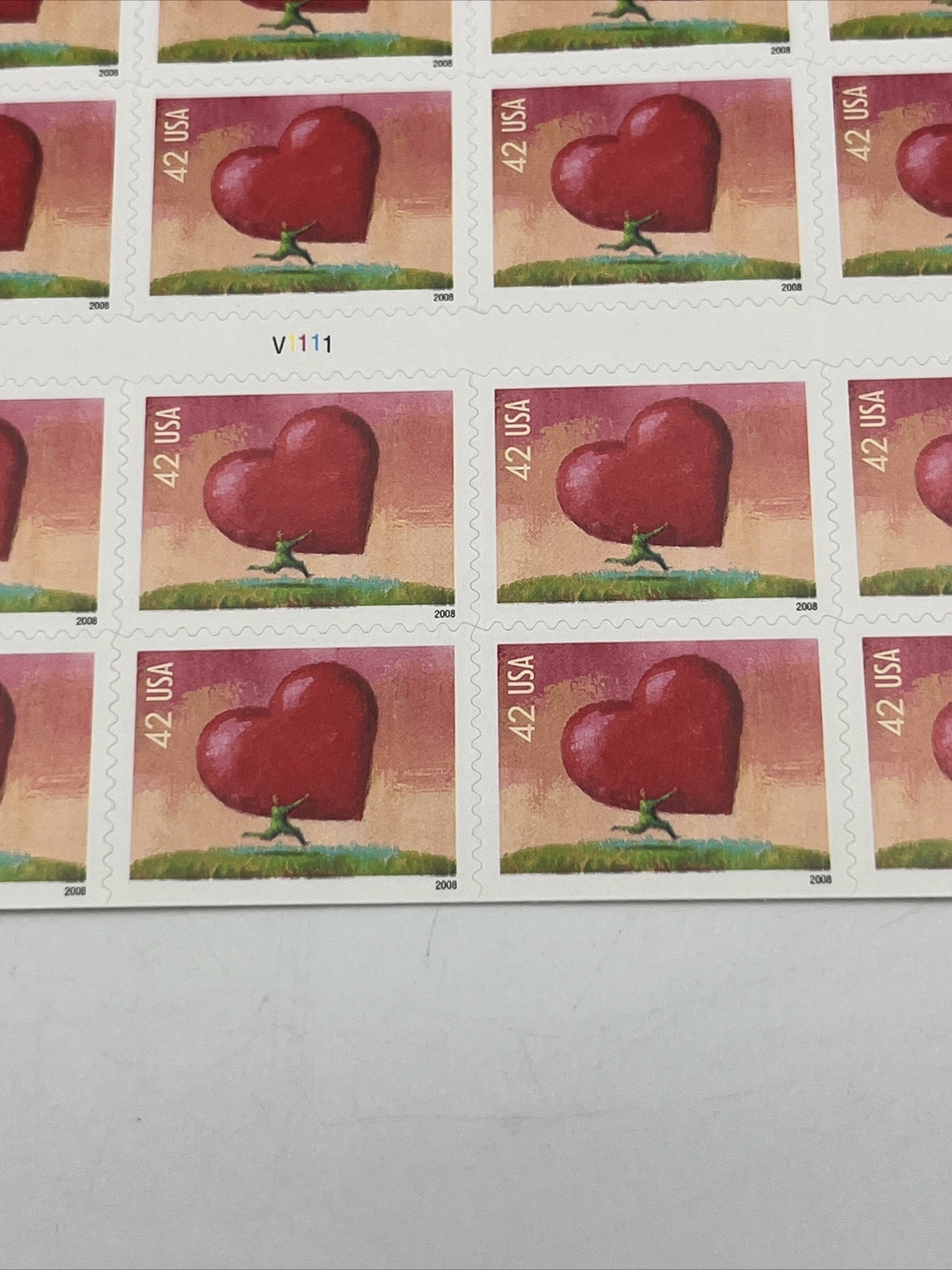 Love All Heart Full Pane of Twenty 42 Cent Stamps Scott 4270a