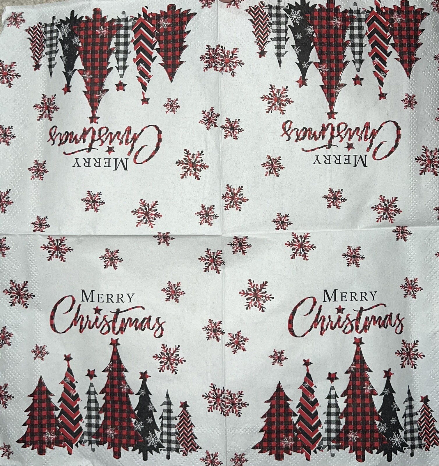 FOUR Paper BEVERAGE / COCKTAIL Decoupage Art Craft Napkins -Christmas trees