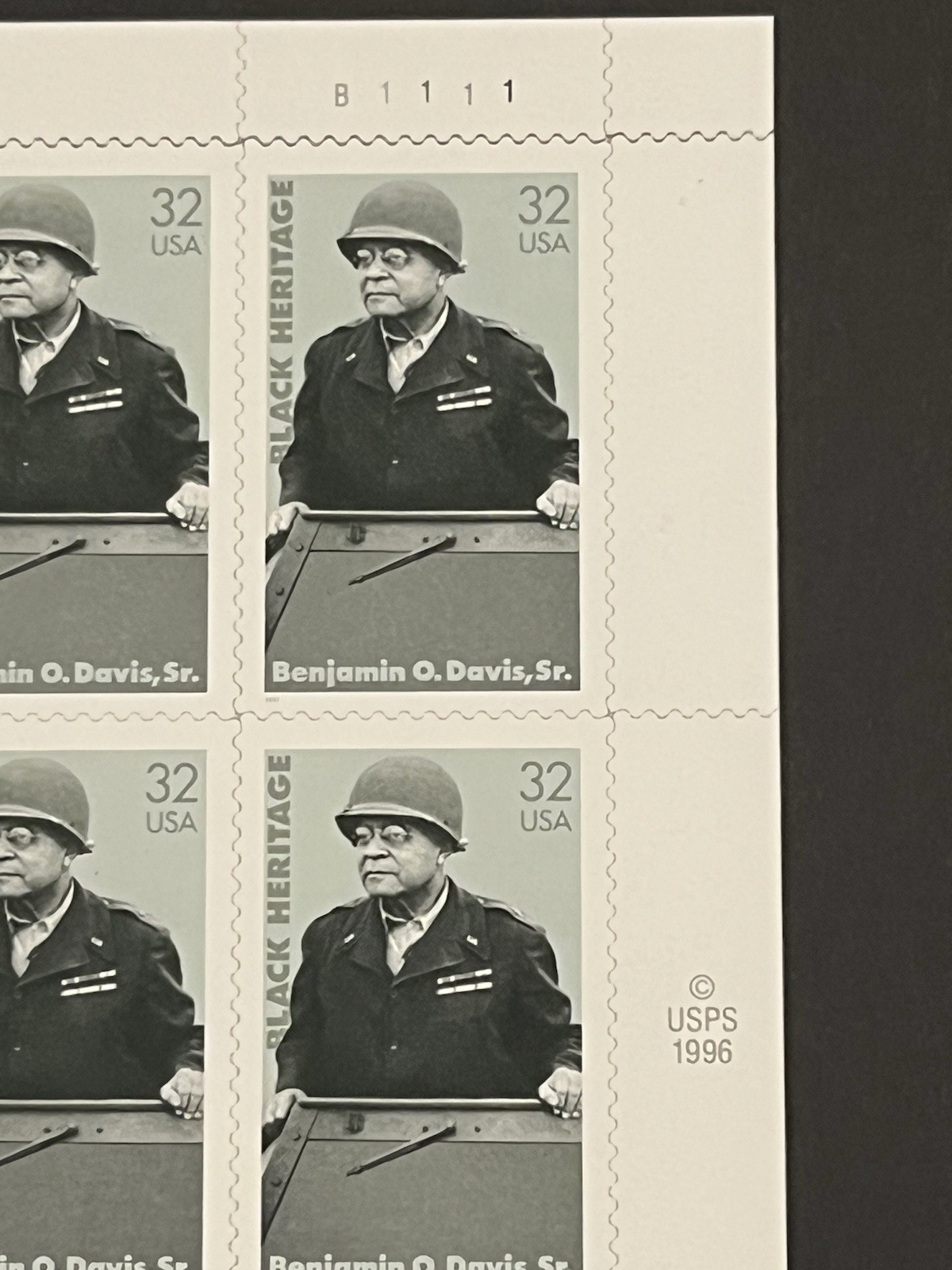 US 1997 SC 3121 32c Black Heritage, Benjamin O. Davis, Sr. Sheet of 20 MNH Fresh