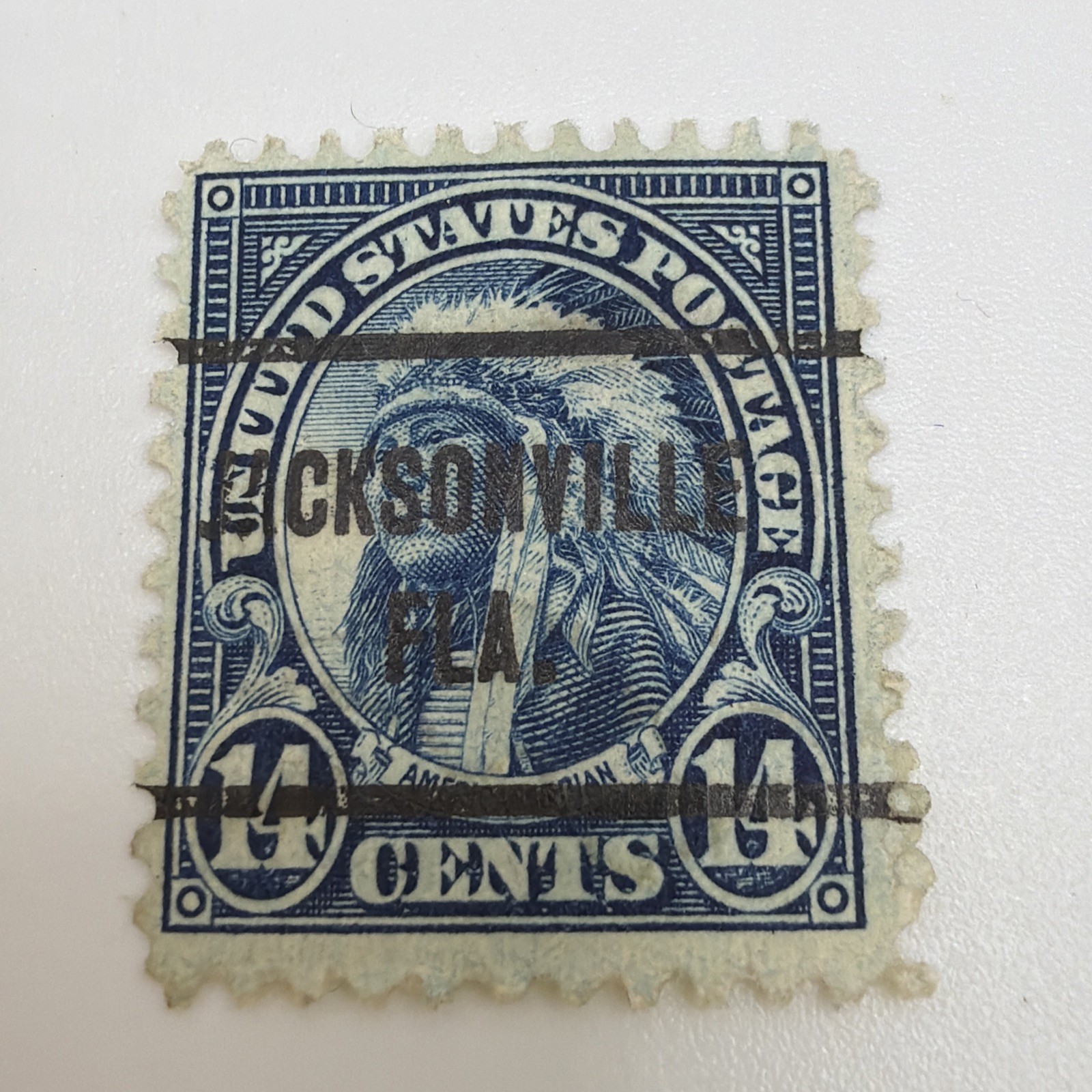 1923 American Indian 14c Stamp cancelled Jacksonville FL #565 MH