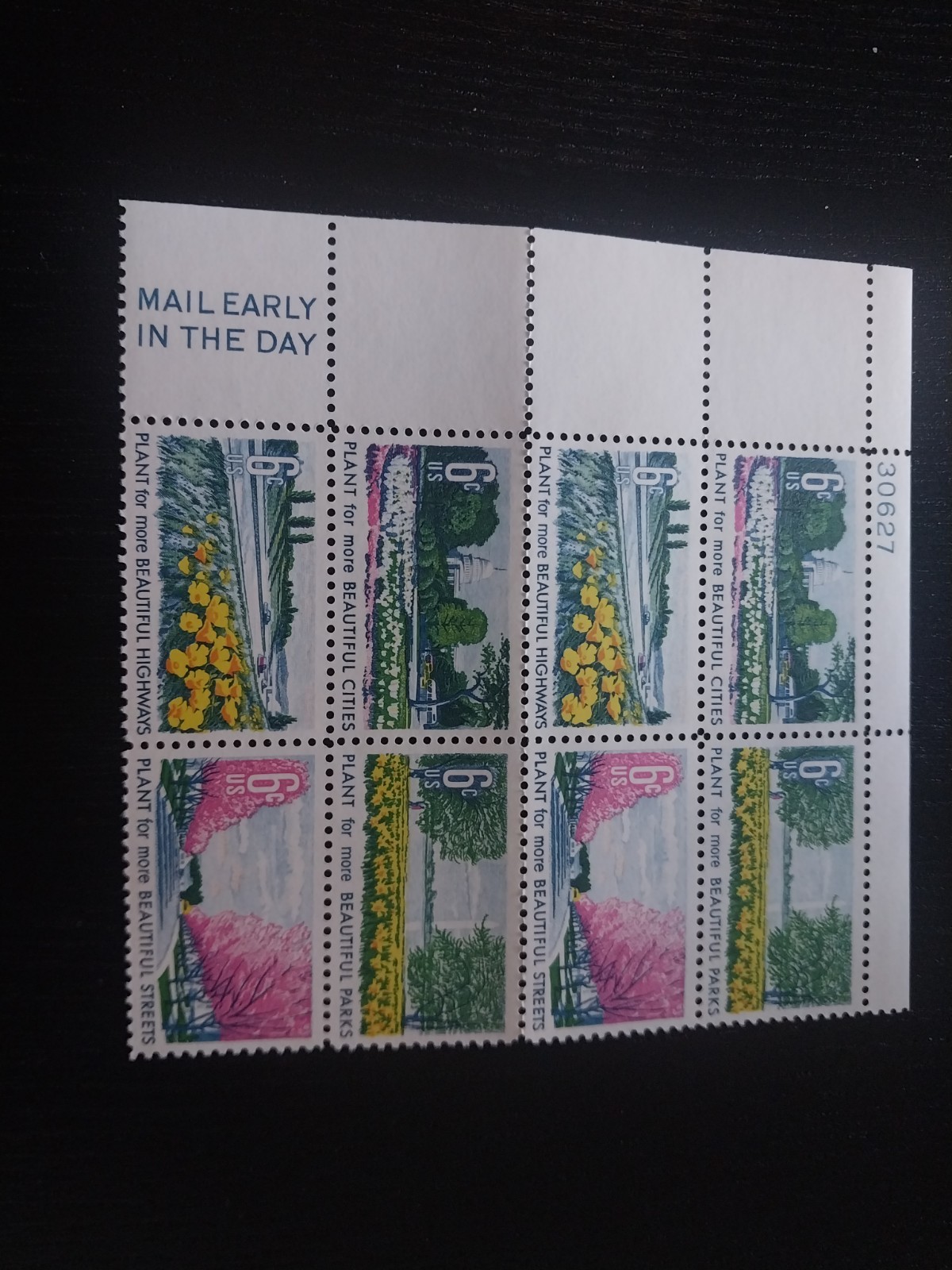 Block Of Stamps Plant For More Beautiful Highways 6 Cents Us Postage Unused
