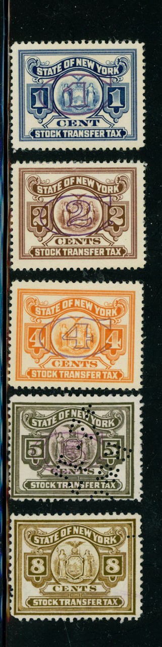 US New York State Stock Transfer Stamps Used and NEW 14 Stamps AS SHOWN