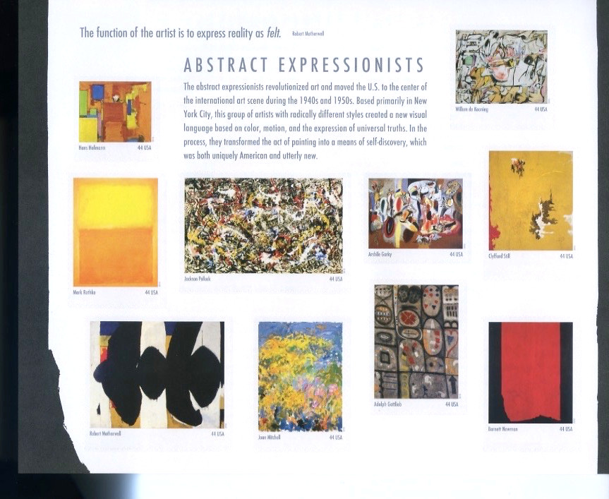 USPS Abstract Expressionists, 2009, Scott#4444, Full Sheet of 10 Stamps, MNH