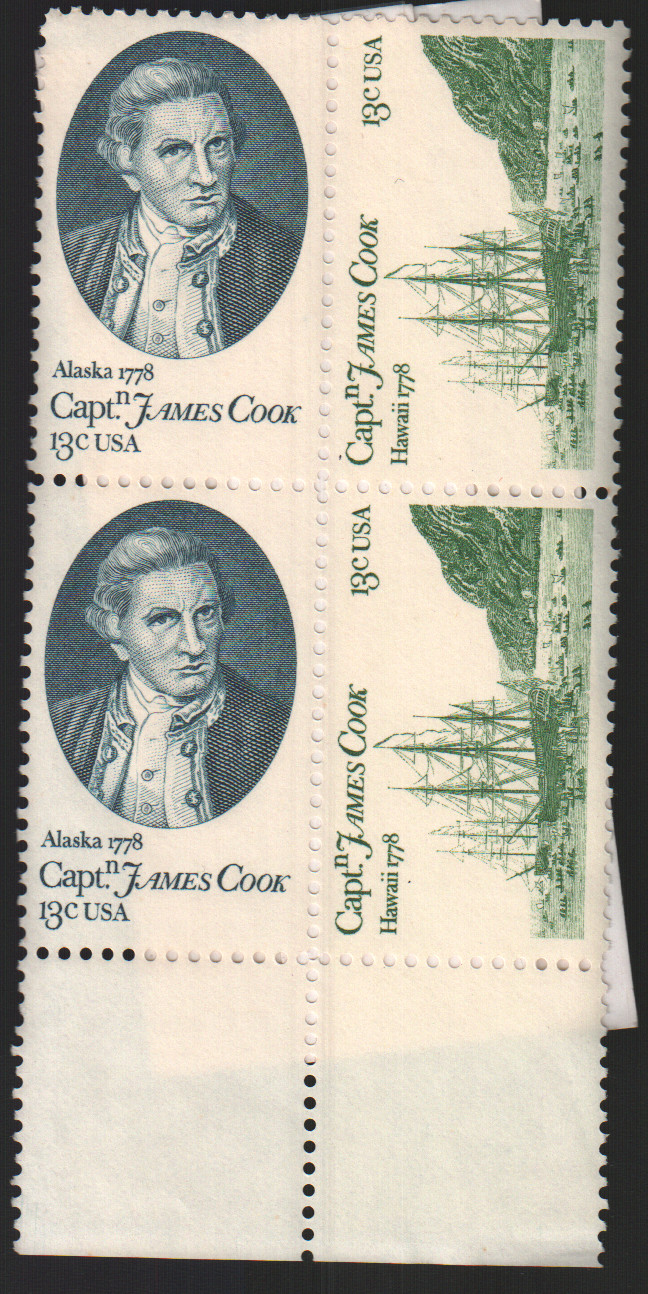 1978 13c Captain Cook Bicentennial Block of Four Scott #1732-33 ST162