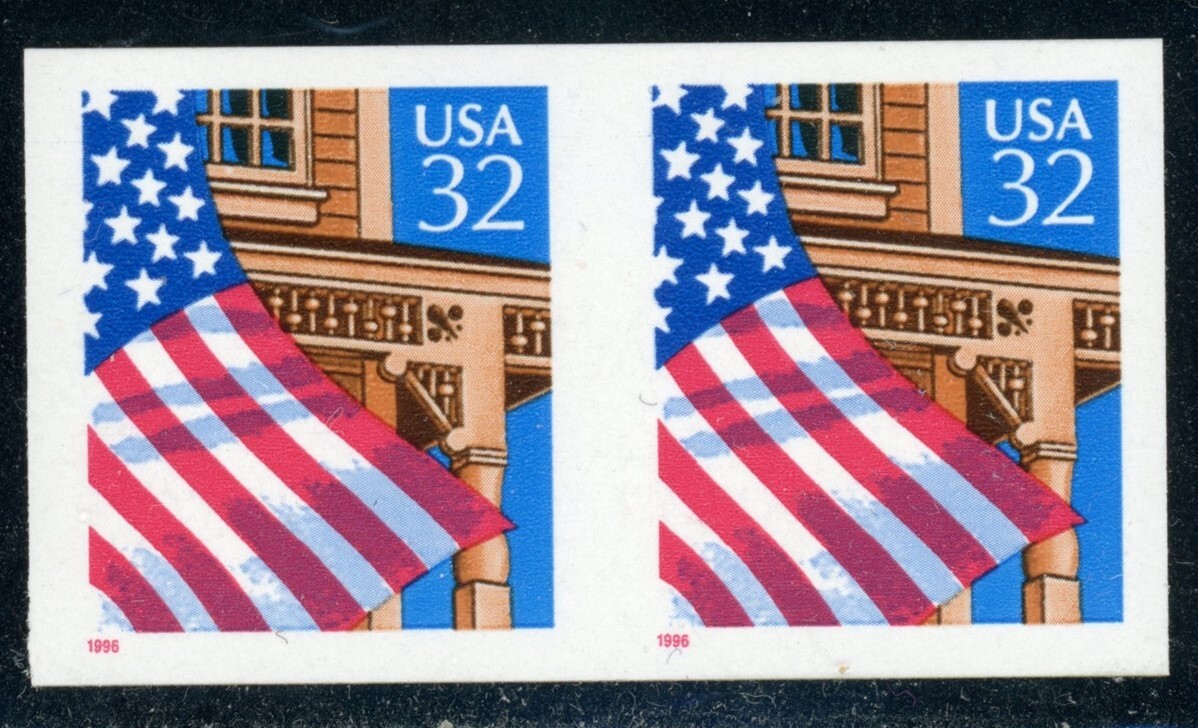 US Stamp #2915Ah Flag 32c – Imperf Pair – MNH – CV $32.50