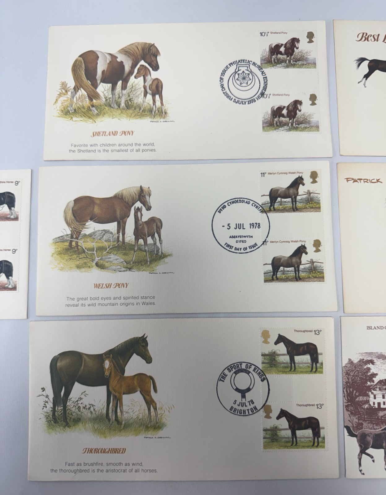 Best Loved Horses of Britain First Day Cover Collection 1978 6 Horse Themed FDC