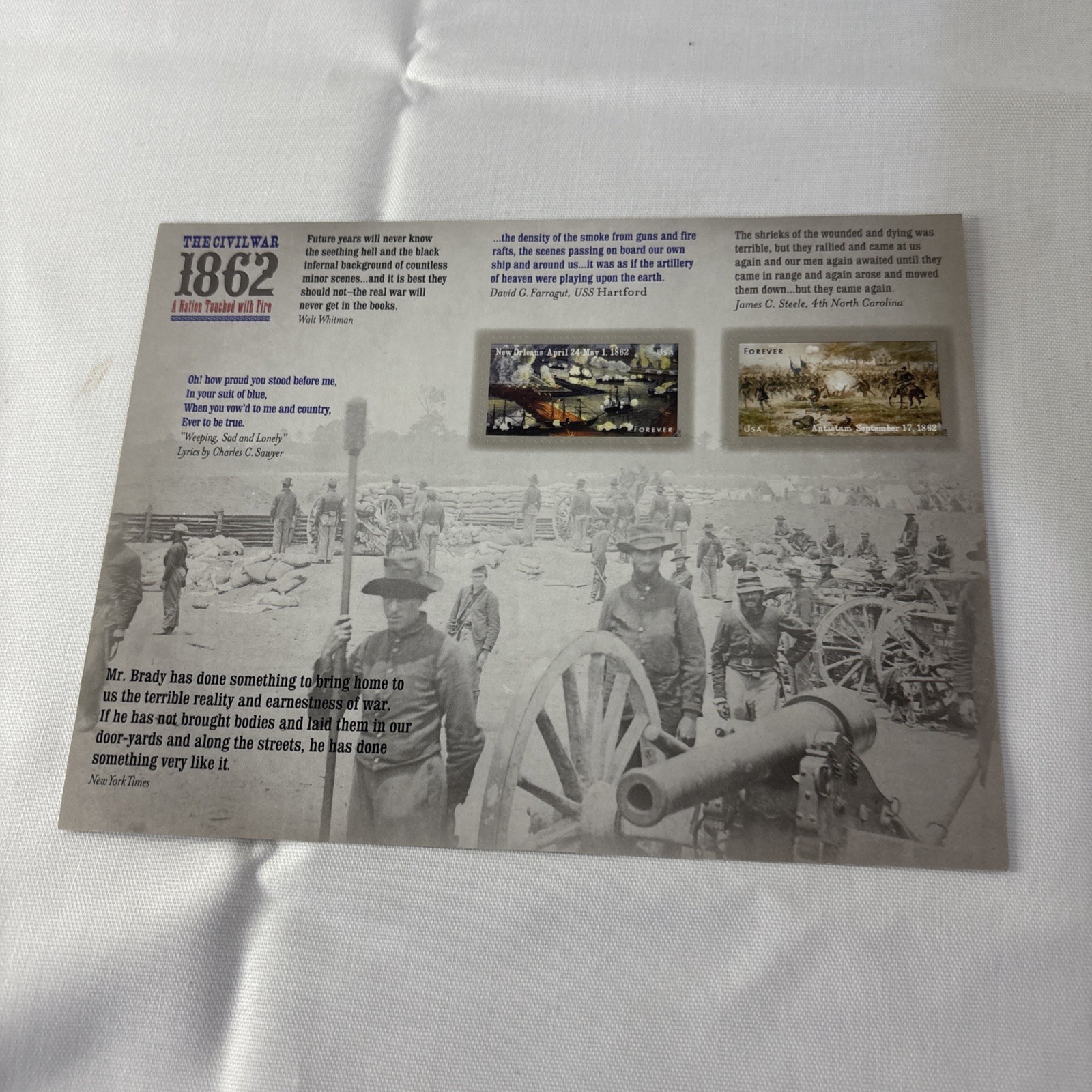 USPS THE CIVIL WAR 1862 FOREVER STAMPS Sheet