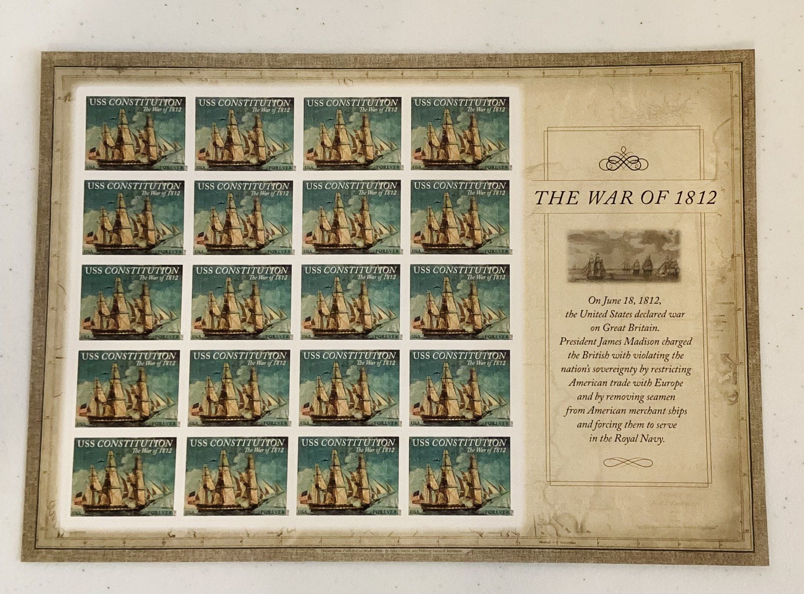 Scott #4703 War of 1812 USS Constitution Pane of 20 Forever Stamps (2012)