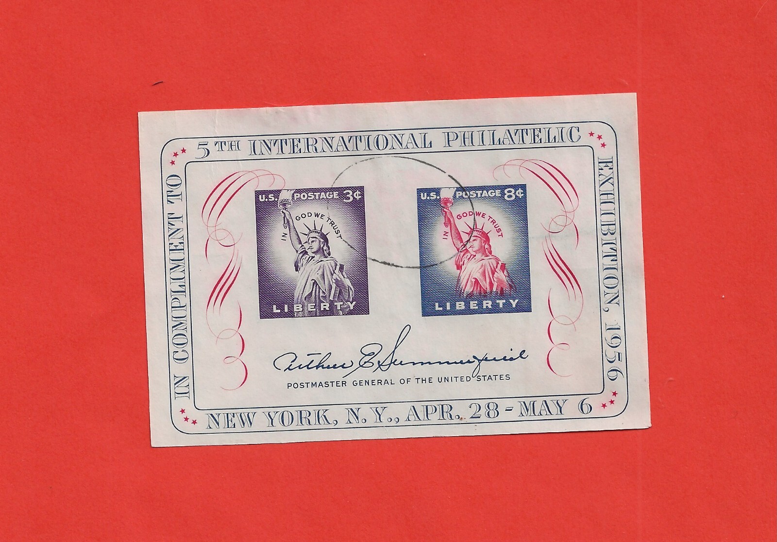 USA Postage 5th International Philatelic Exhibition Souvenir Sheet nr 1075 used