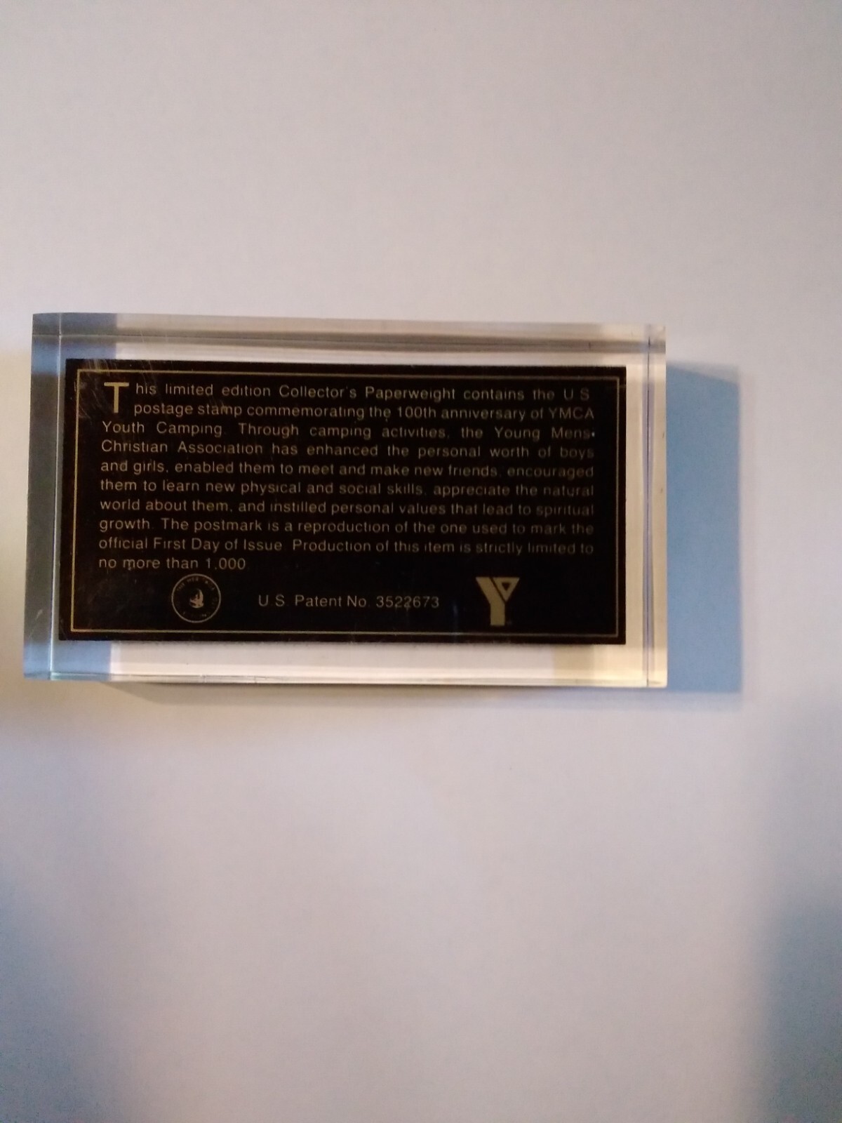 YMCA YOUTH CAMPING LIMITED EDITION PAPERWEIGHT