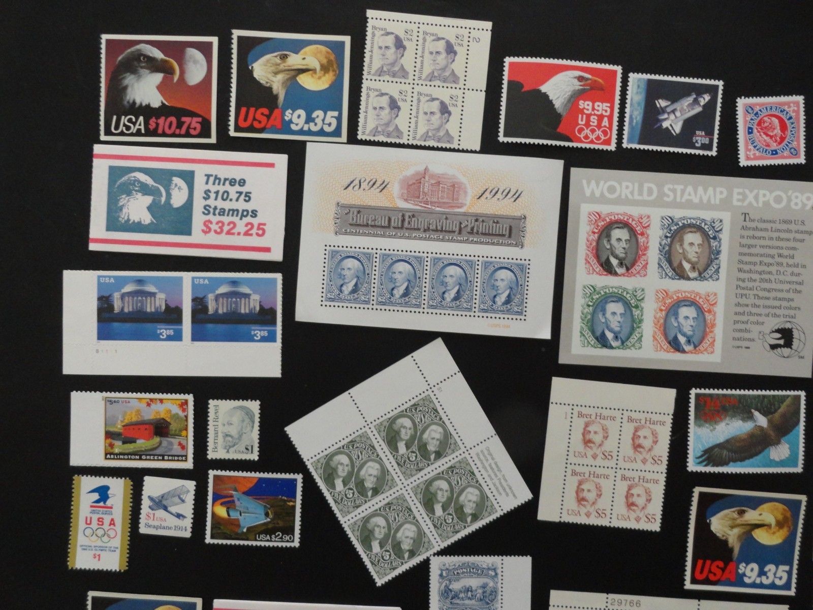 USA USPS MINT NH HIGH VALUE DENOMINATION POSTAGE STAMPS LOT FACE VALUE $382.63