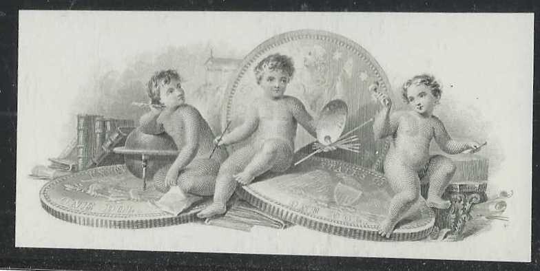 2×3″ CARDS AMERICAN BANK NOTE-SALEMAN SAMPLES (CHERUBS/$1 SEATED LIBERTY COINS)