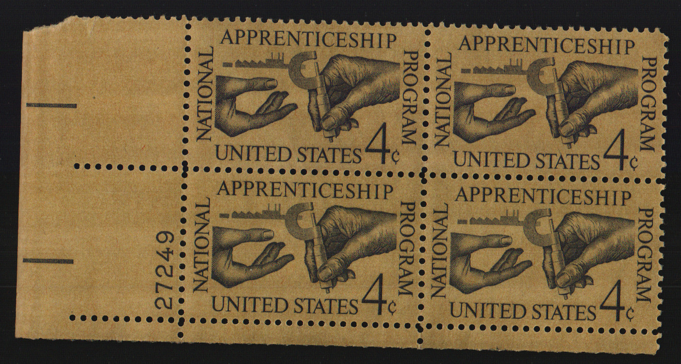1962 4c National Apprenticeship Act Block of Four Scott #1201 ST212