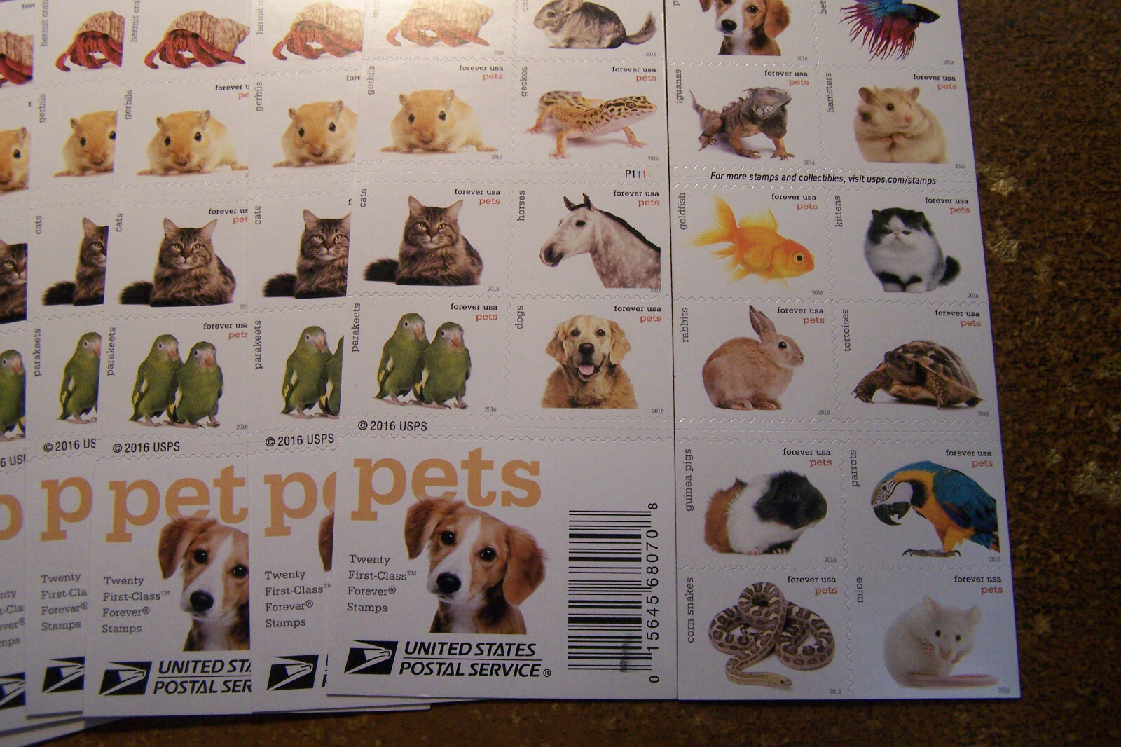 160 Forever Stamps PETS 8 Booklets $116.80 Face Value US Postage Unused