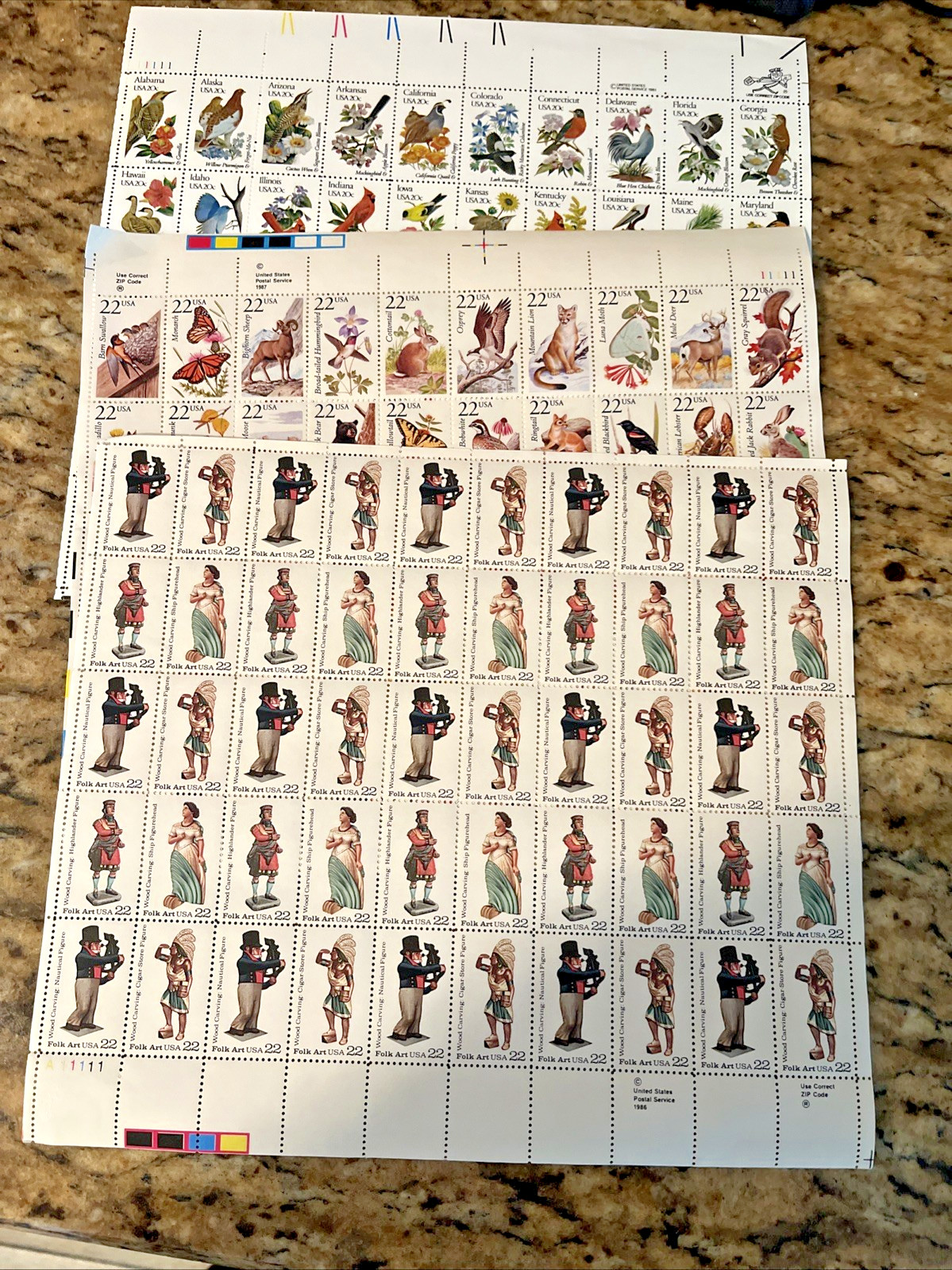 Lot of 150 Unused 22/20 c. Stamps US Postage Sheets VG Condition, $32 Face Value