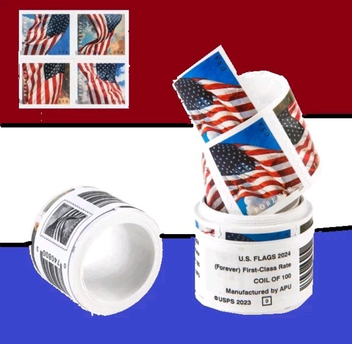 1 Roll Of 100 First Class Flag Postage Stamps 2024