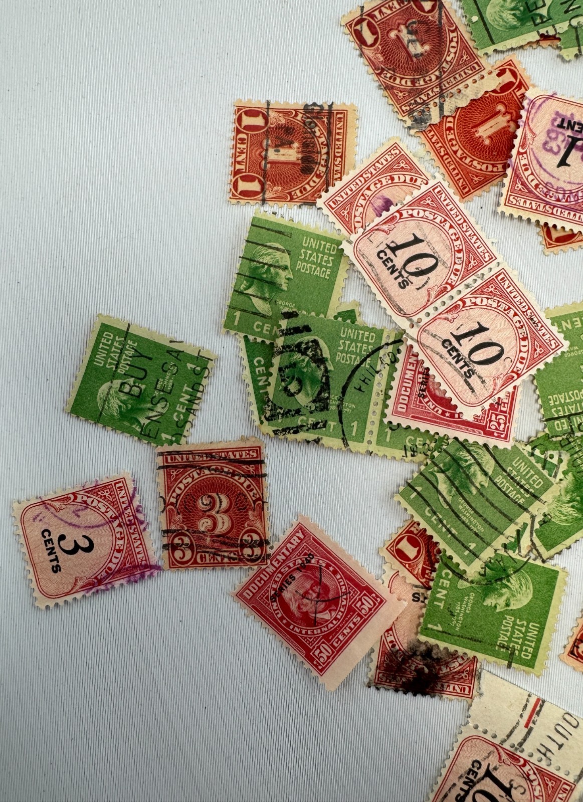Vintage US Postage Due Revenue and Washington Definitive Stamp Collection Lot