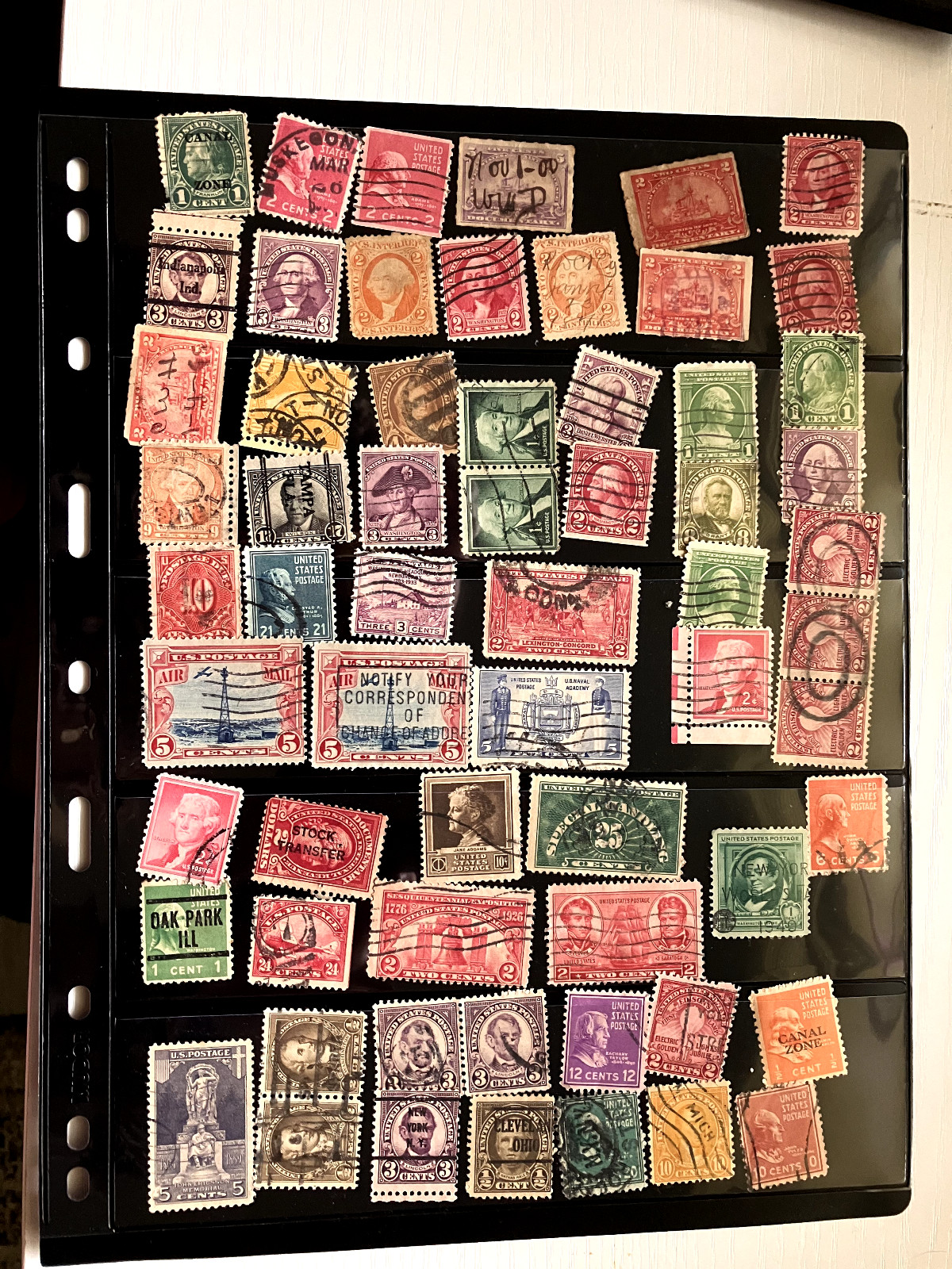 US stamps, 62 pc, some repeats, cancelled 1930-1950th, Air Mail, US Presidents