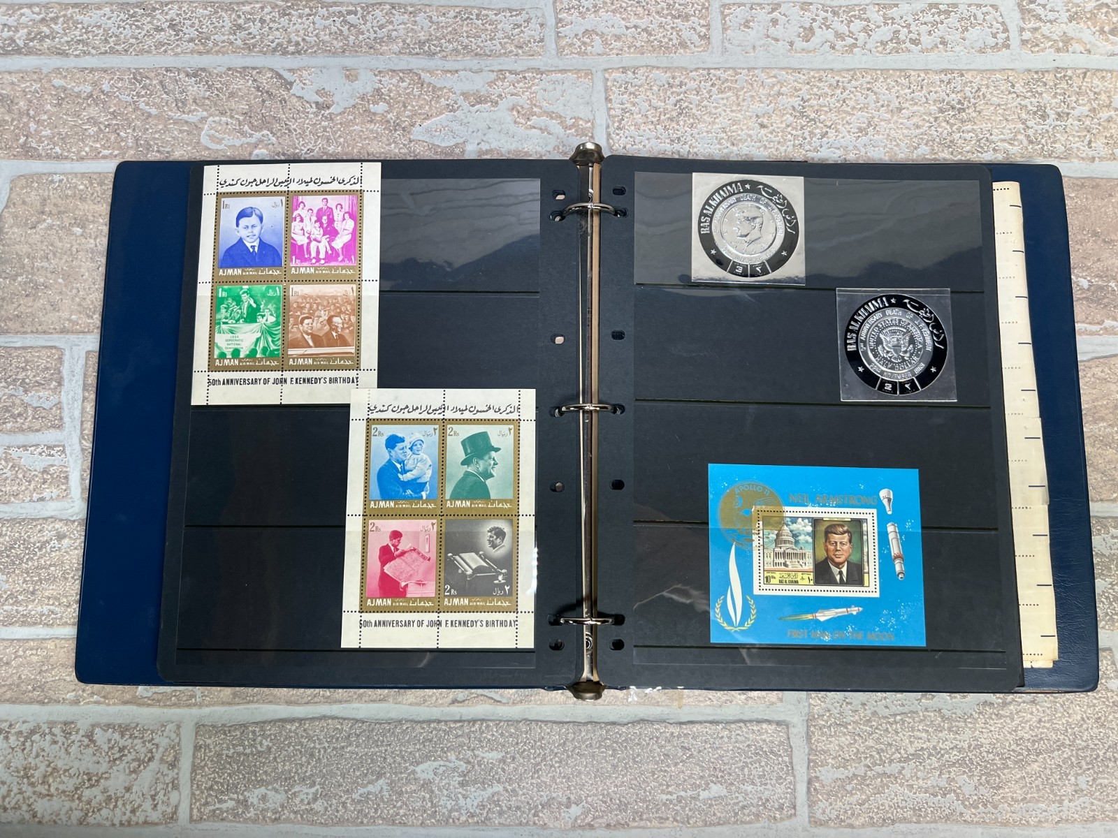 HUGE RARE VINTAGE John F Kennedy Commemorative Stamp Portfolio