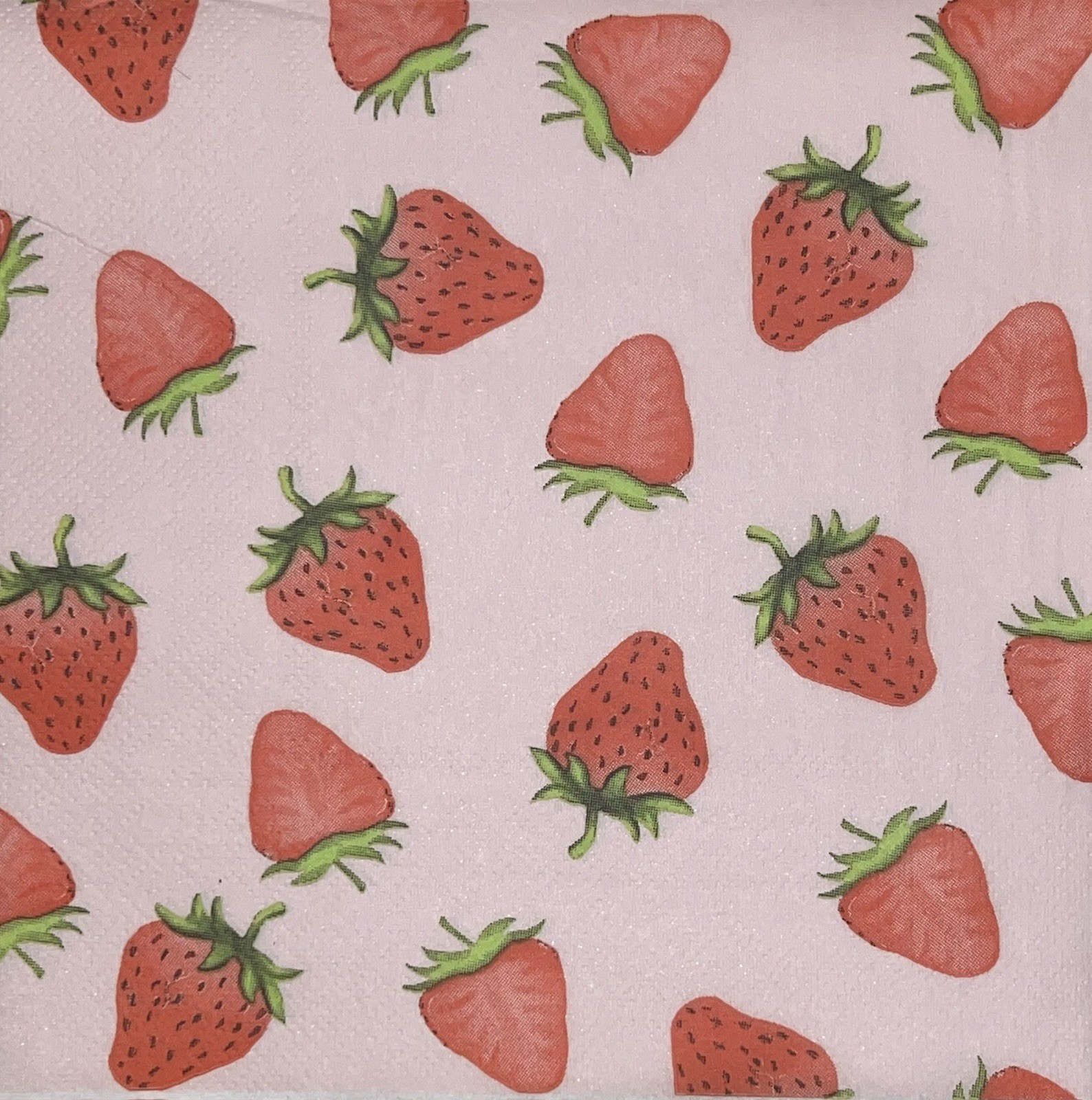 TWO Individual Paper LUNCHEON Decoupage Napkins – RED STRAWBERRIes/Strawberry