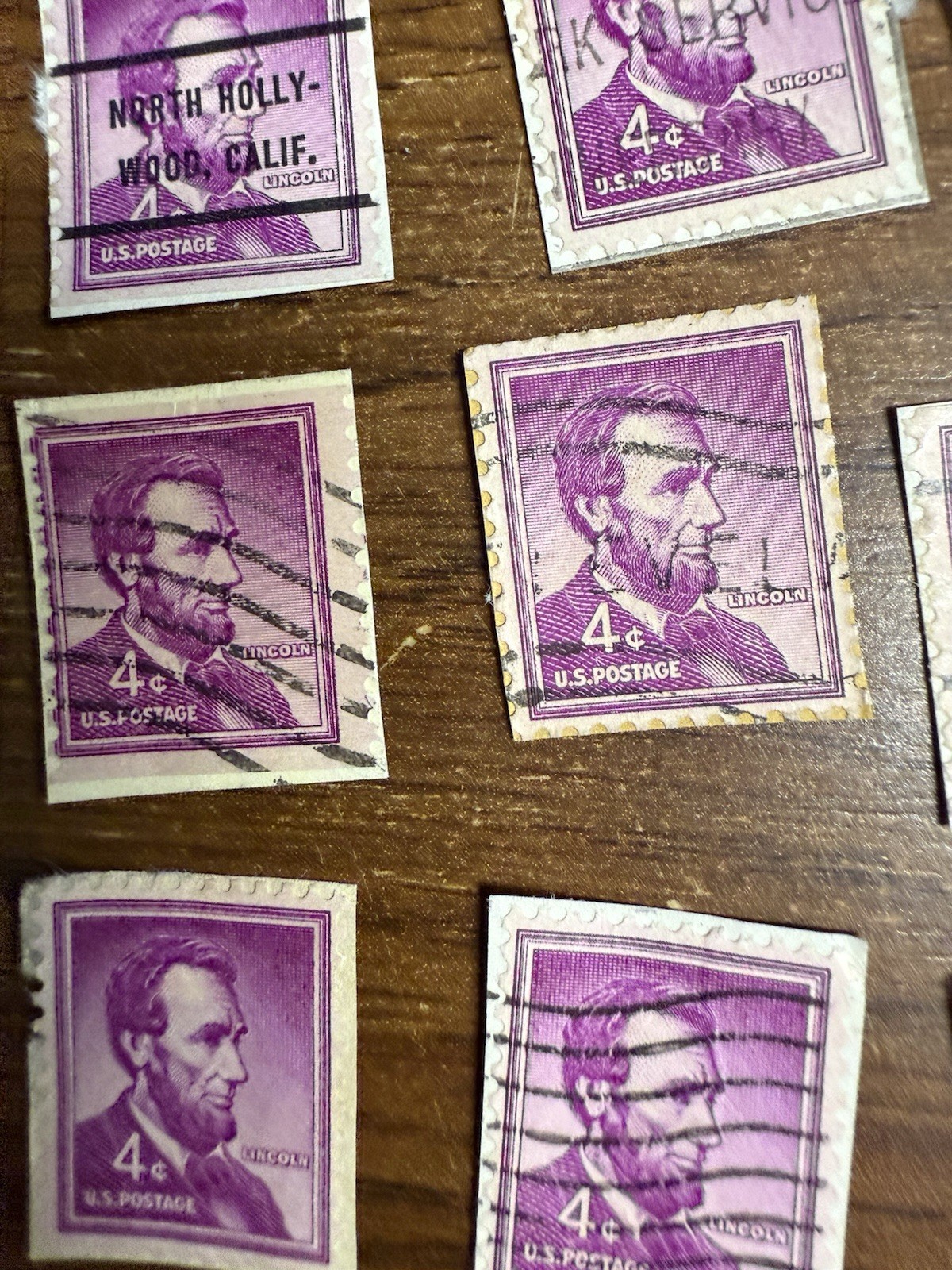Postage Stamps Abraham Lincoln Purple Toned Used Us Postage Stamps 4cent 21count